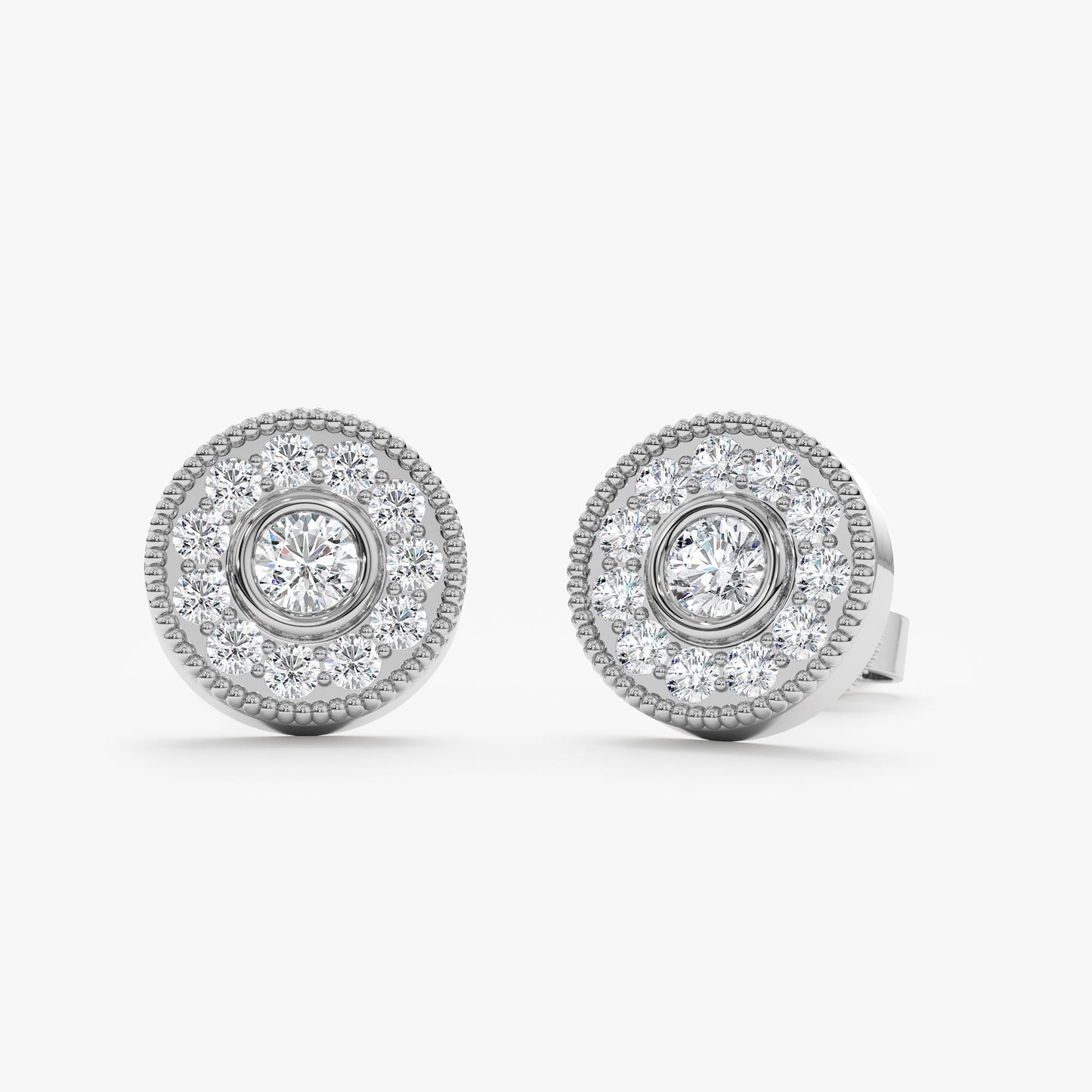 1.0 CT Round Bezel Solitaire Lab Grown Diamond Earrings