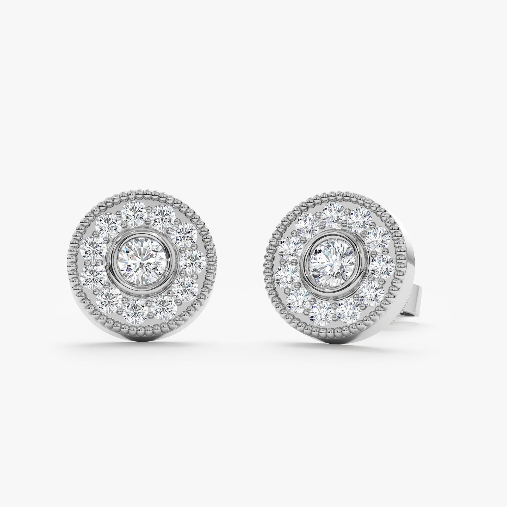 1.0 CT Round Bezel Solitaire Lab Grown Diamond Earrings
