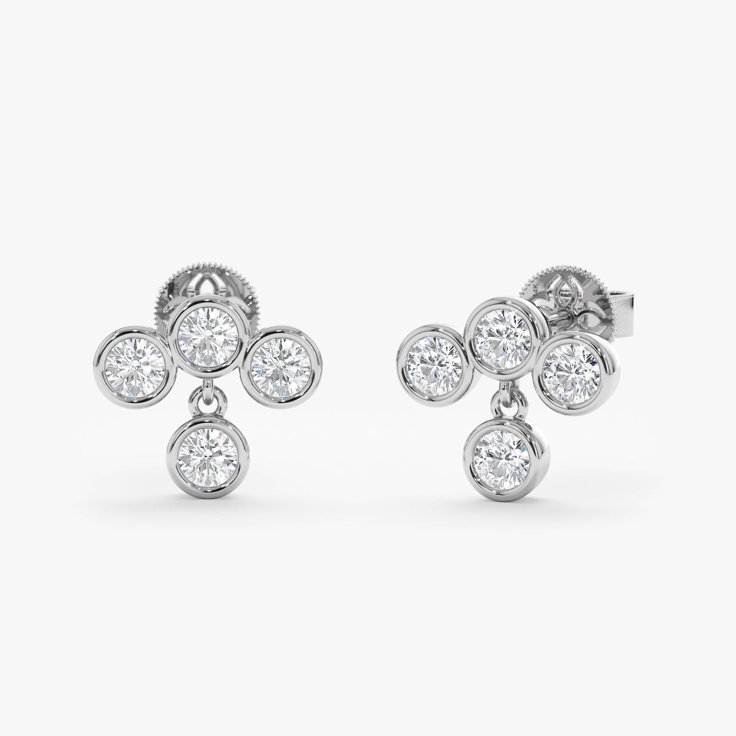 1.0 CT Round Bezel Solitaire Lab Grown Diamond Earrings