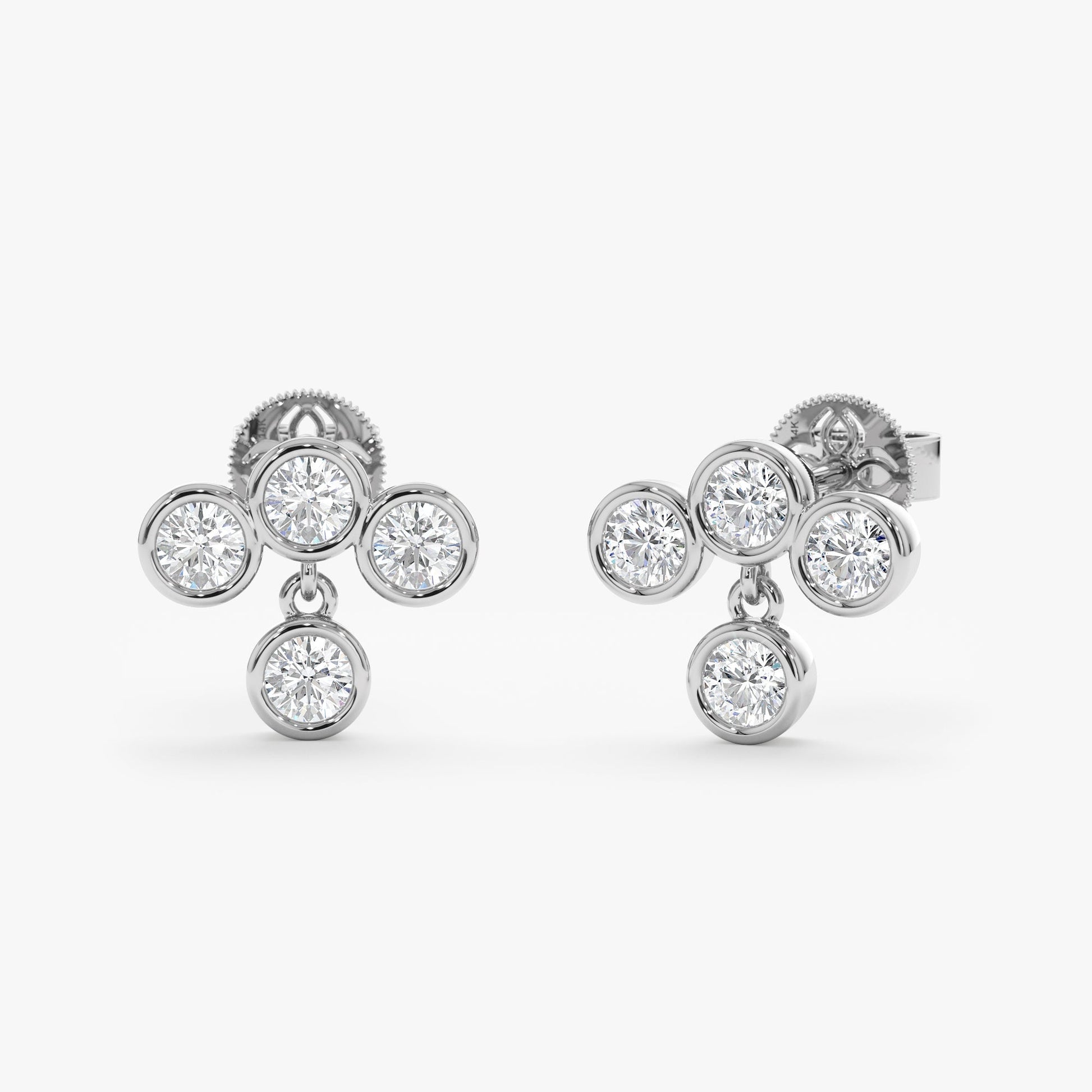 1.0 CT Round Bezel Solitaire Lab Grown Diamond Earrings