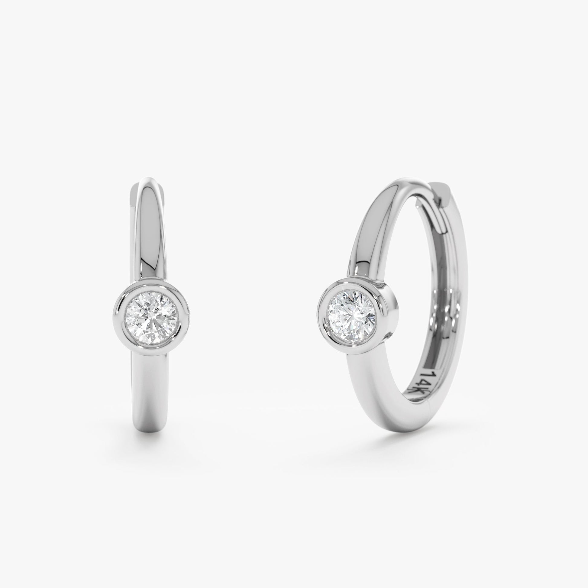 1.0 CT Round Bezel Solitaire Lab Grown Diamond Earrings