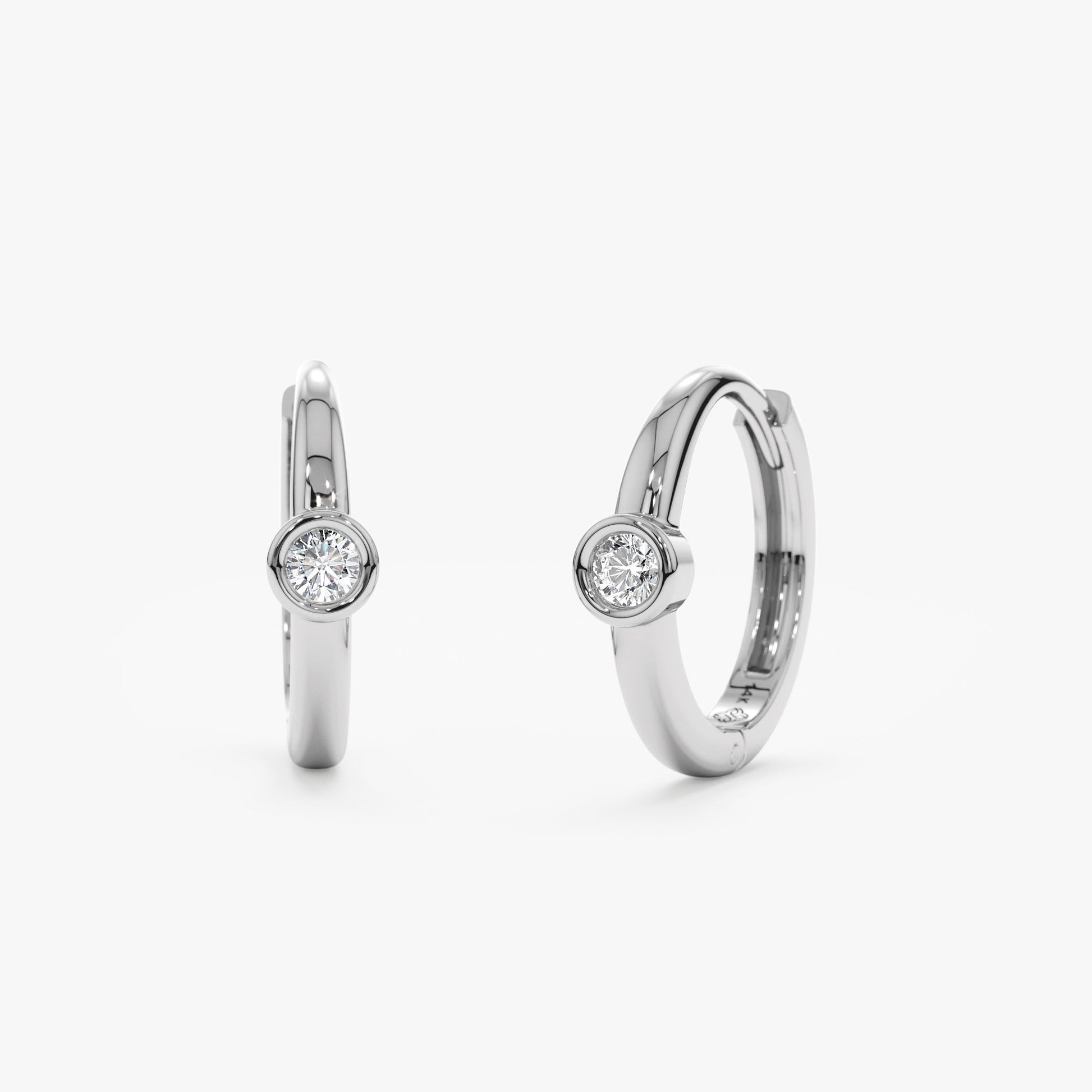 1.0 CT Round Bezel Solitaire Lab Grown Diamond Earrings