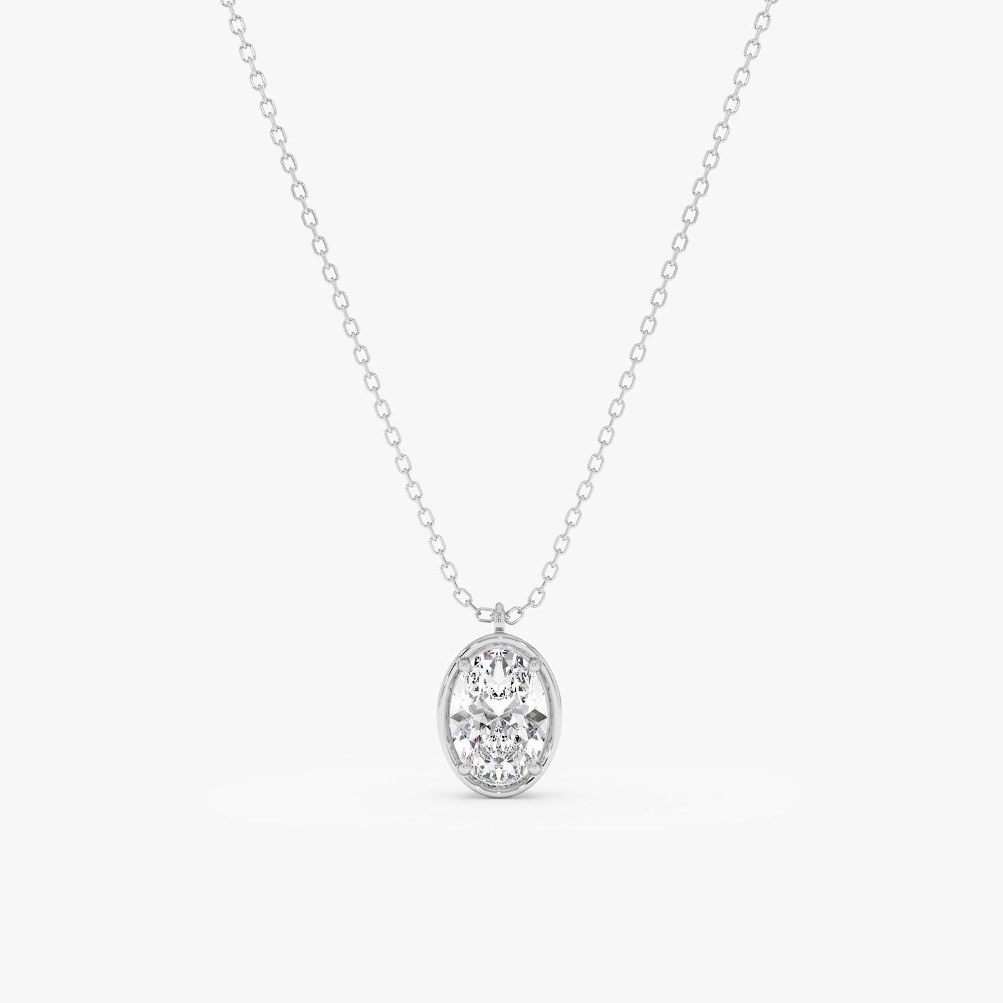 1.0 CT Round Bezel Solitaire Lab Grown Diamond Necklace