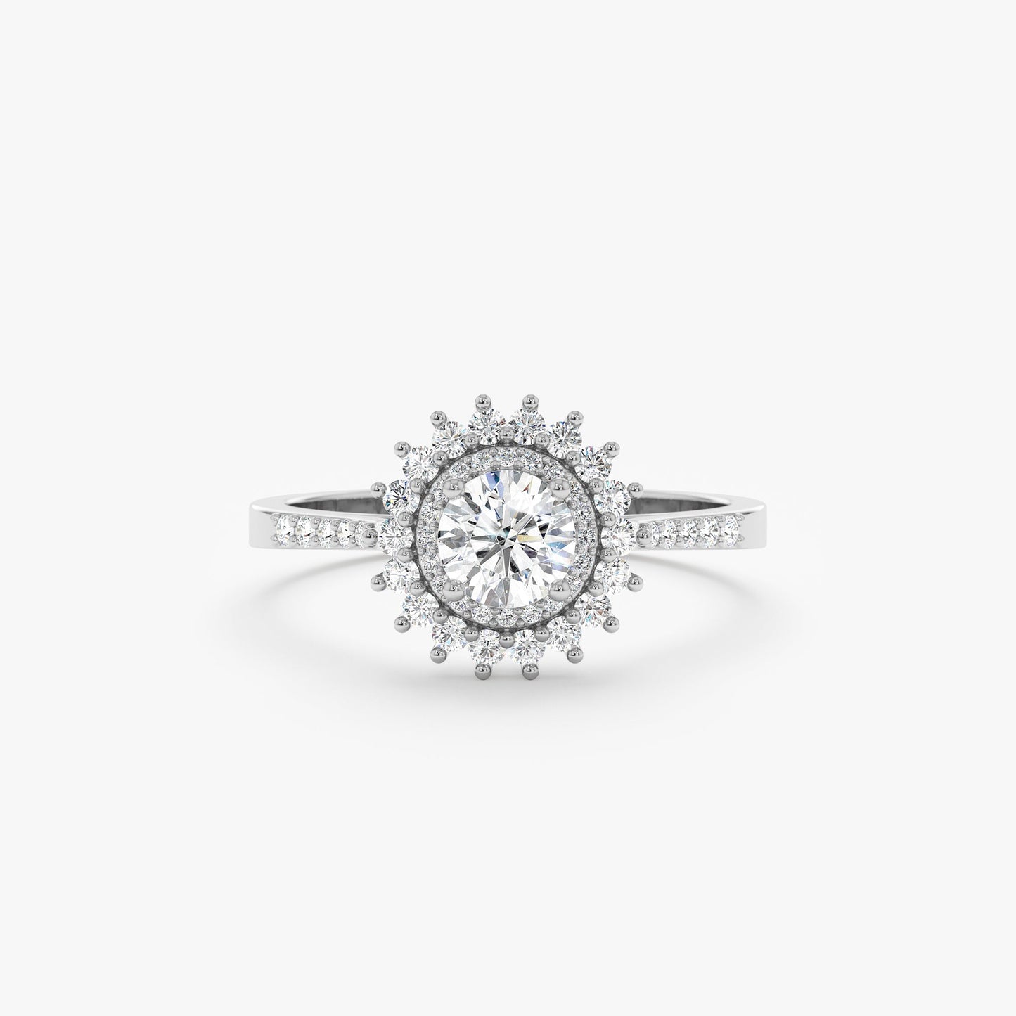 2 CT Round Three Stones Lab Grown Diamond Engagement Ring