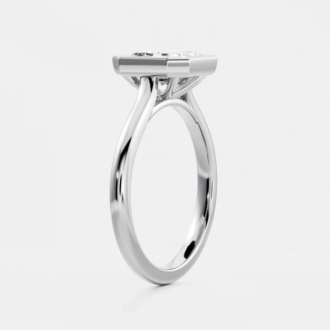 Asscher Bezel Solitaire Lab Grown Diamond Engagement Ring