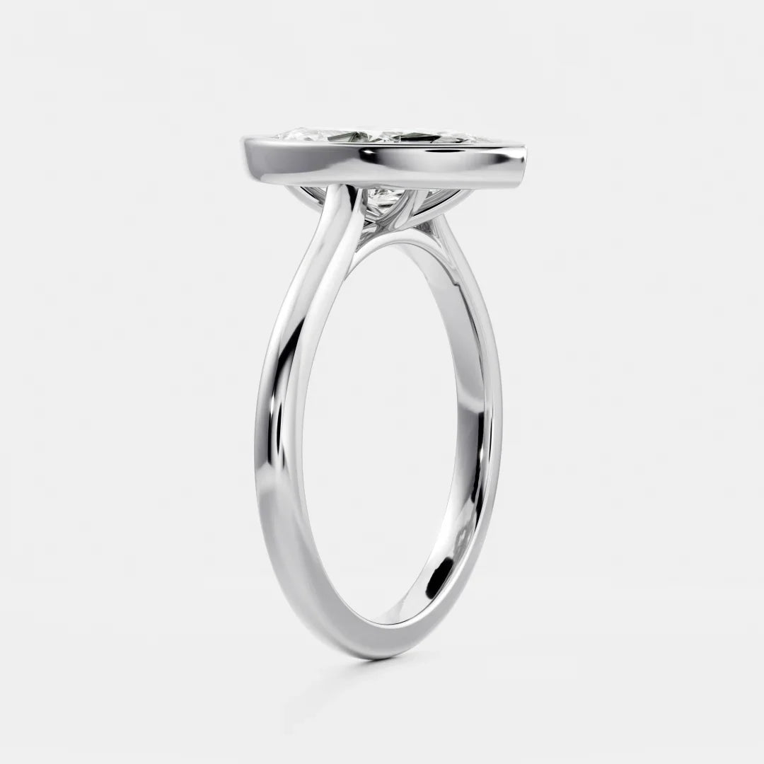 Marquise Bezel Solitaire Lab Grown Diamond Engagement Ring