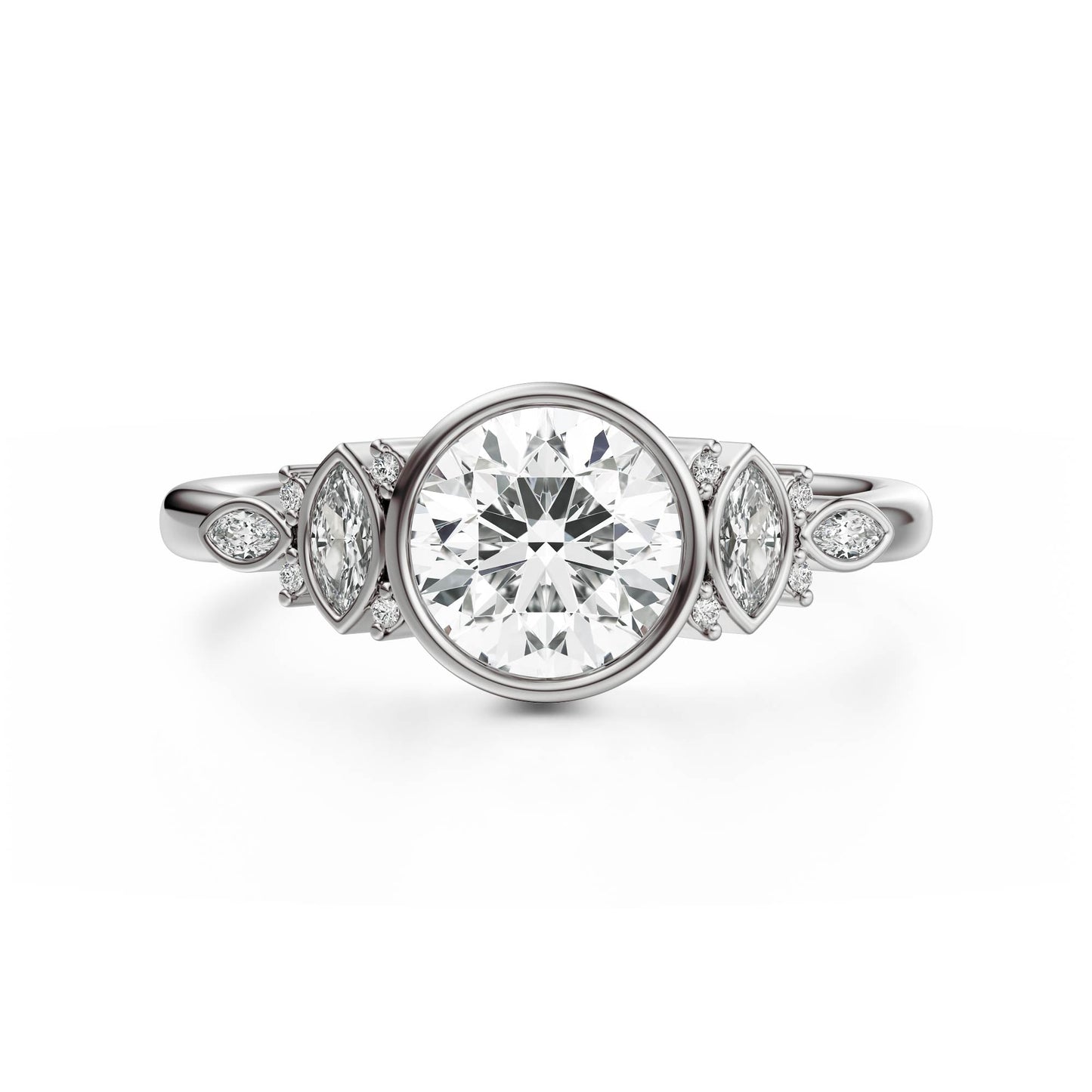 Marquise Shaped Three Stone Lab Grown Diamond Engagement Ring