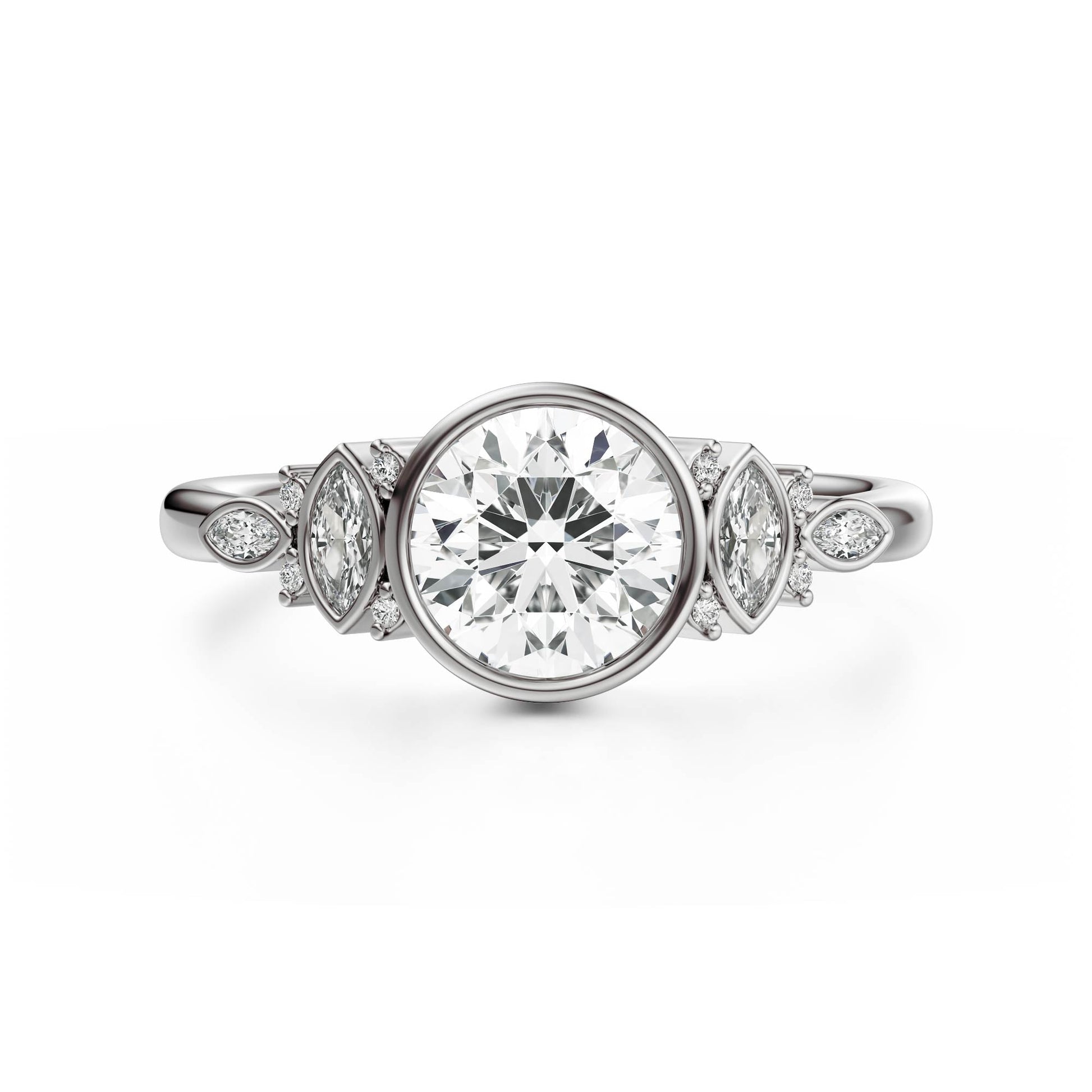 Marquise Shaped Three Stone Lab Grown Diamond Engagement Ring