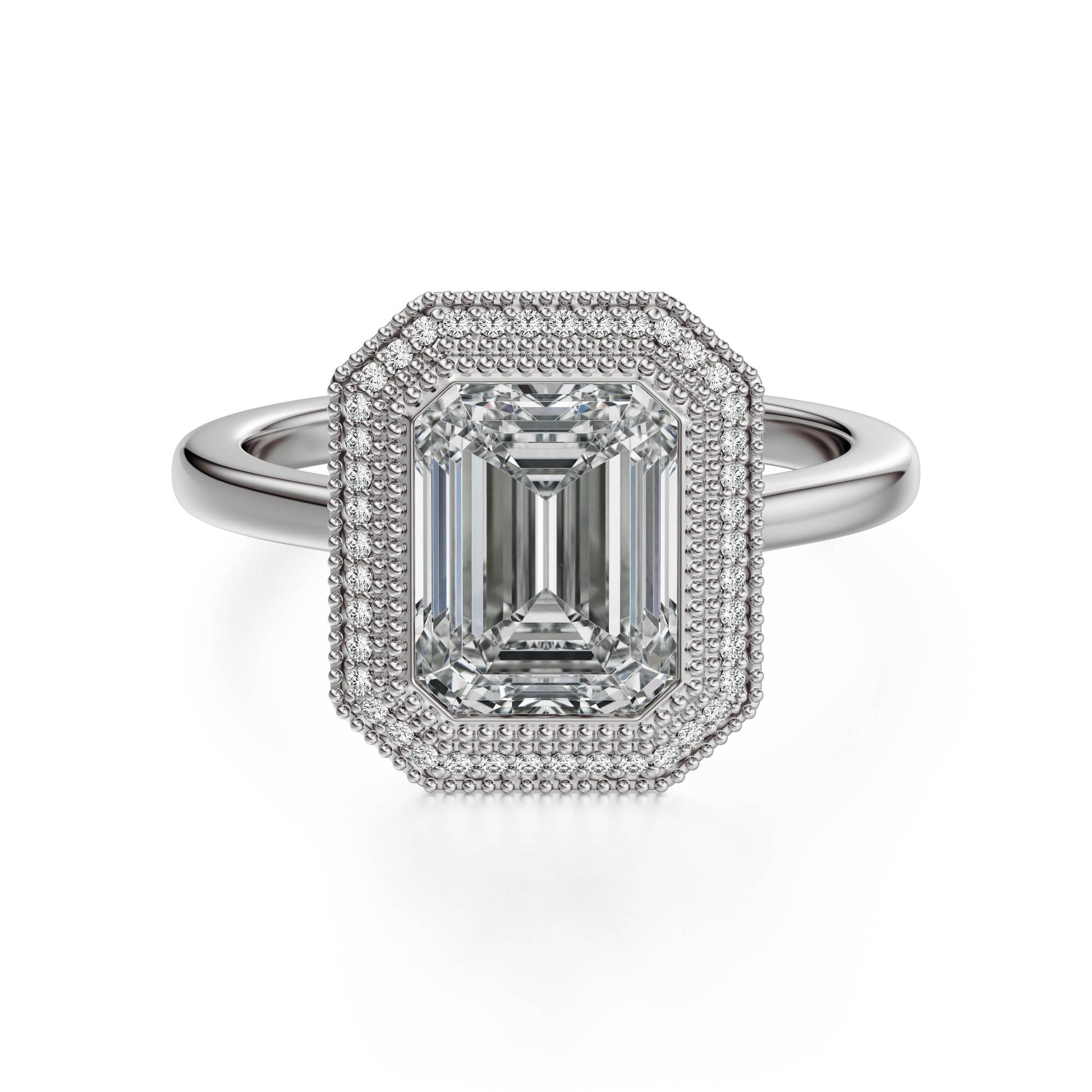 Marquise Shaped Three Stone Lab Grown Diamond Engagement Ring