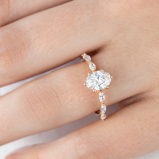 2 CT Round Three Stones Lab Grown Diamond Engagement Ring