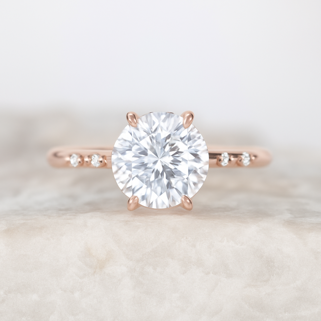 2 CT Round Three Stones Lab Grown Diamond Engagement Ring