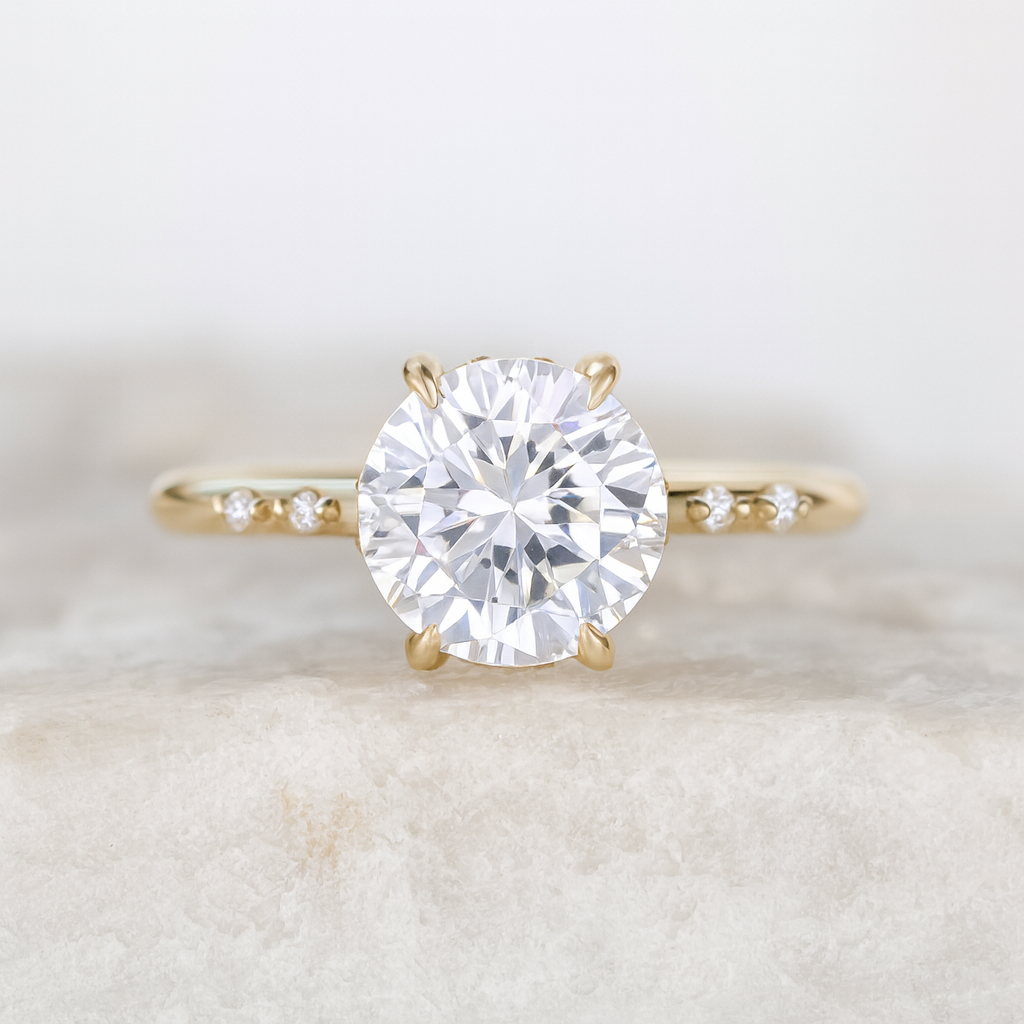 2 CT Round Three Stones Lab Grown Diamond Engagement Ring