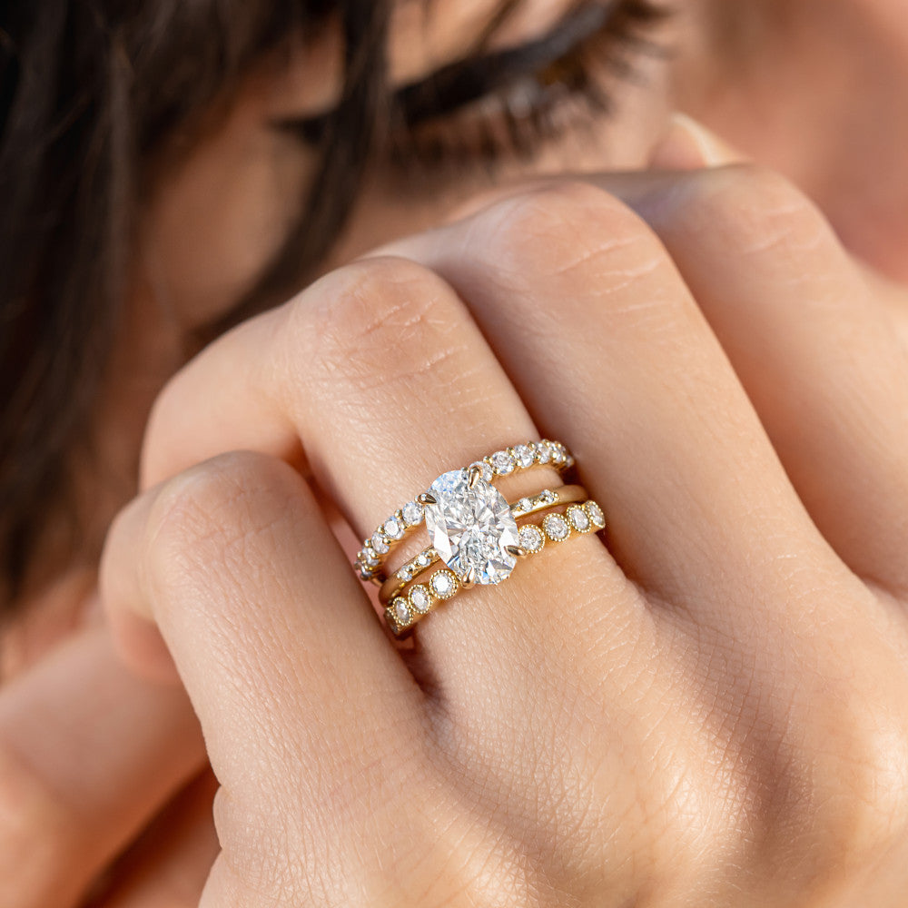 2 CT Round Three Stones Lab Grown Diamond Engagement Ring