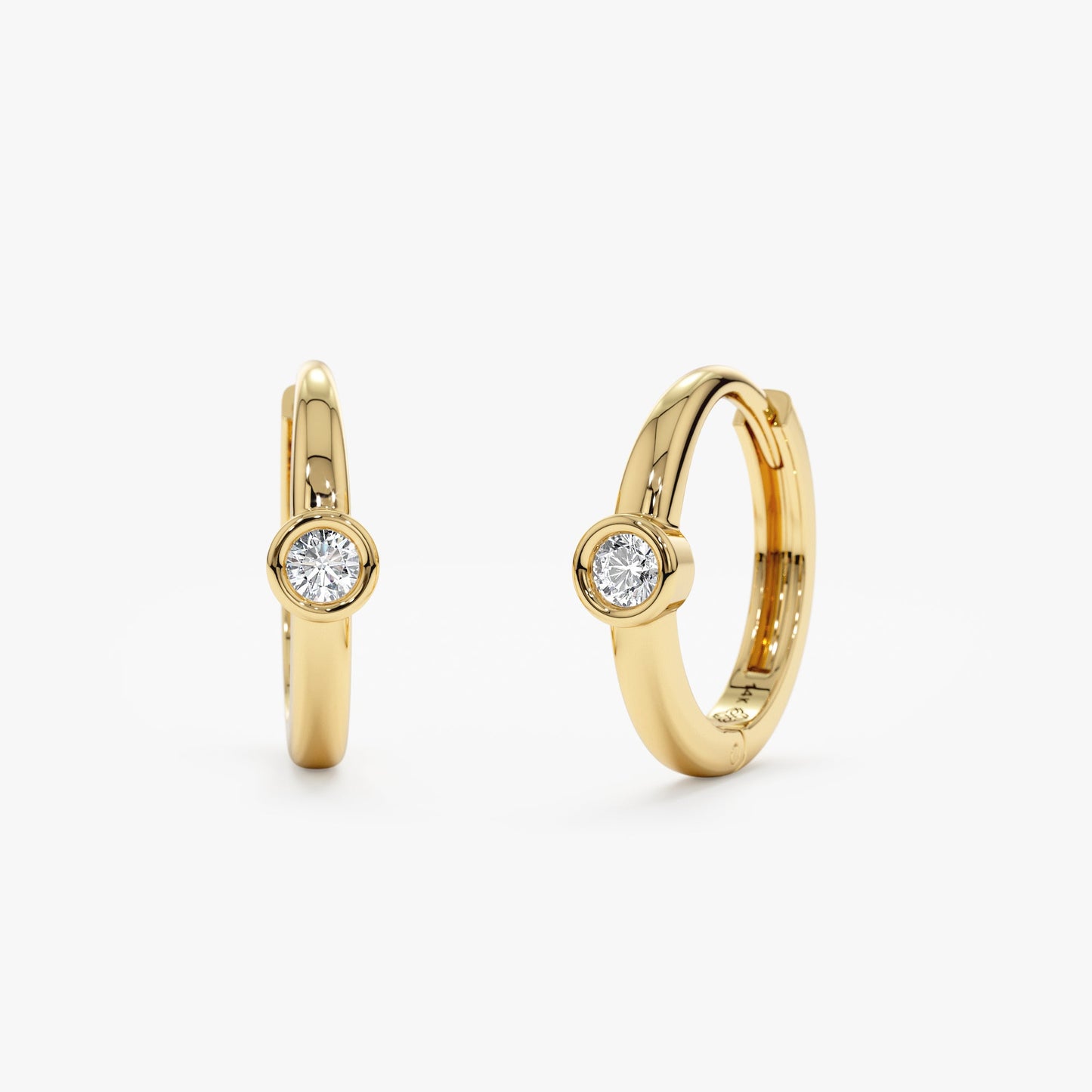 1.0 CT Round Bezel Solitaire Lab Grown Diamond Earrings