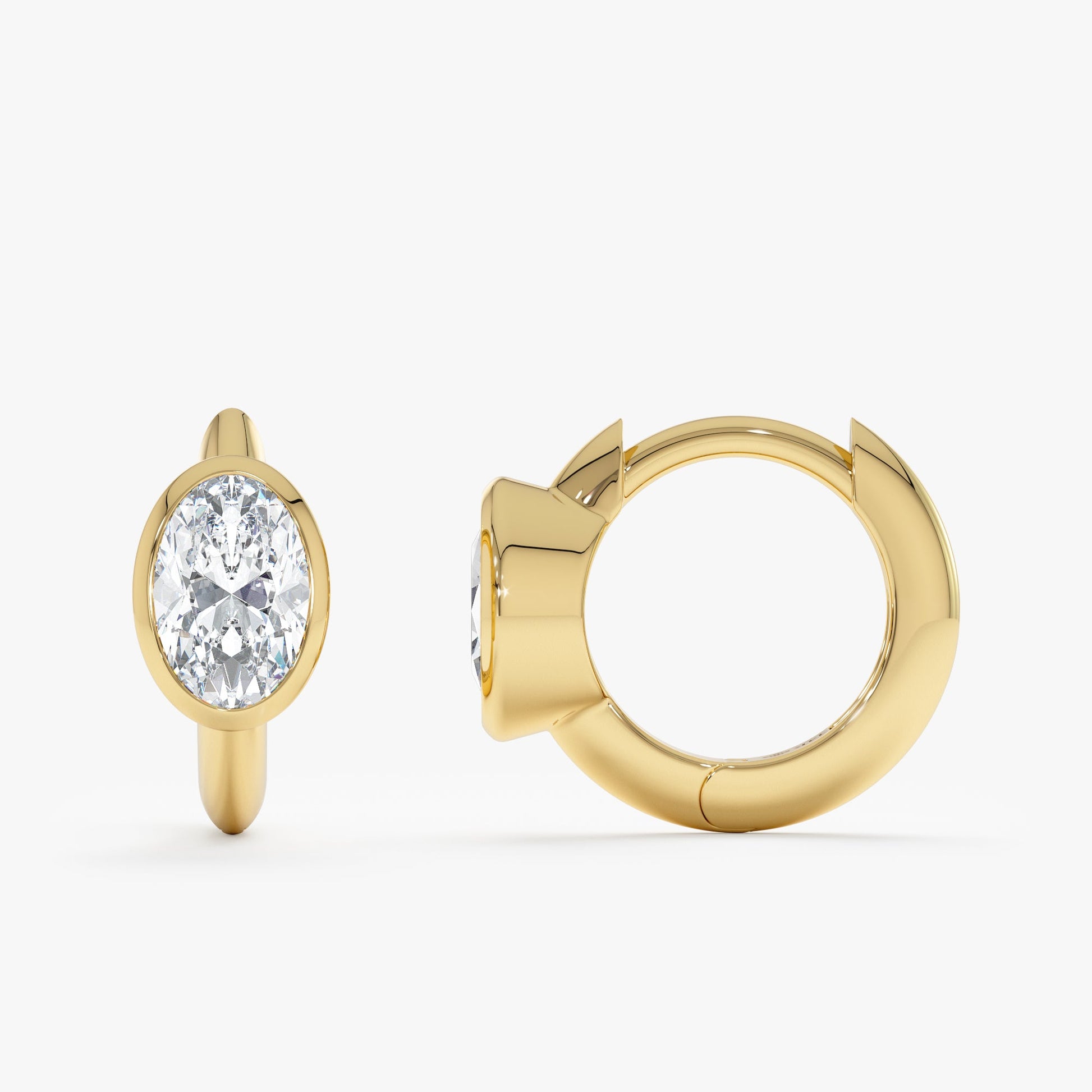 1.0 CT Round Bezel Solitaire Lab Grown Diamond Earrings