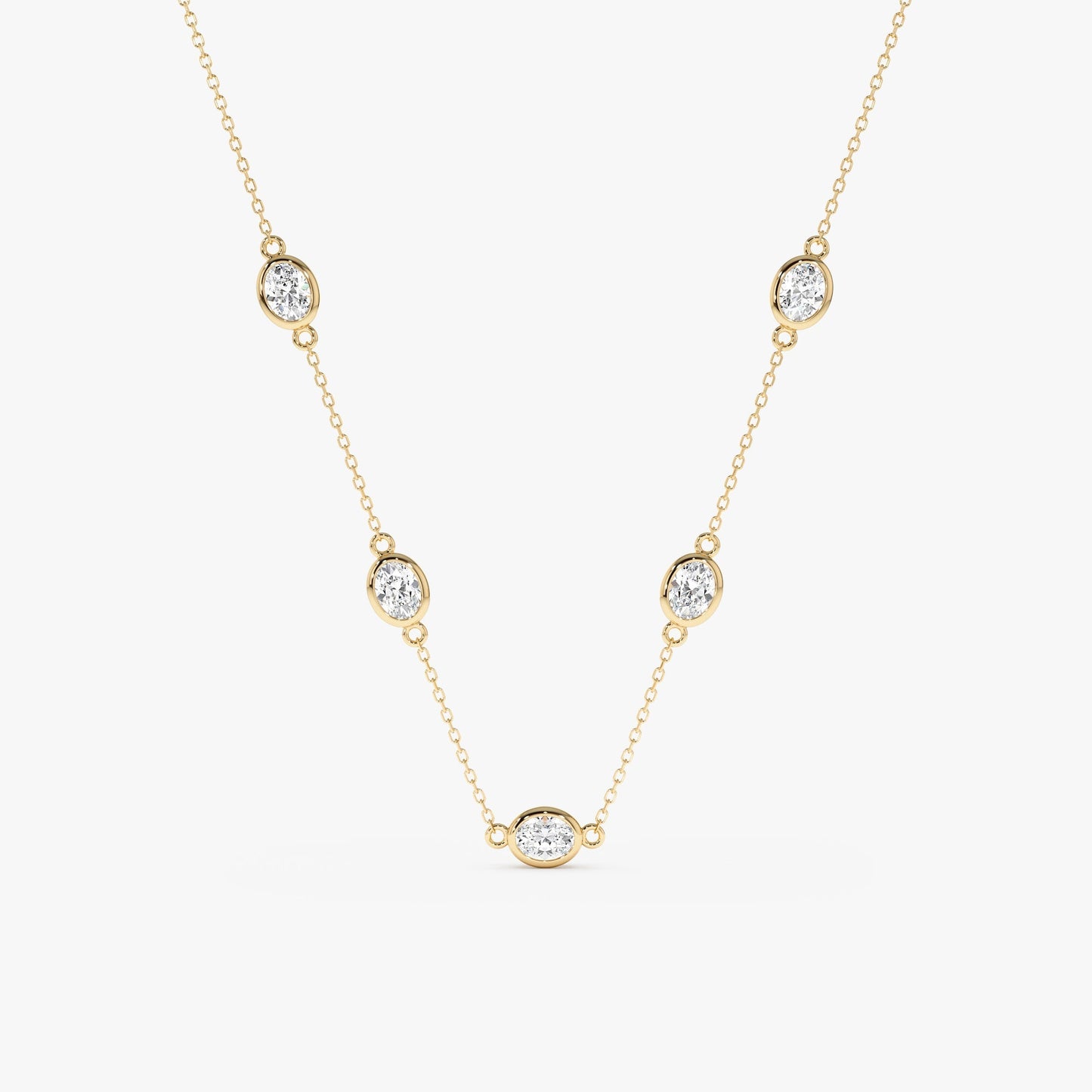 1.0 CT Round Bezel Solitaire Lab Grown Diamond Necklace