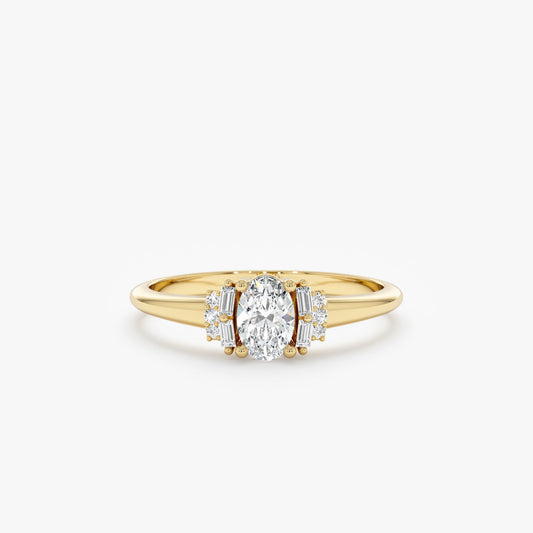 2 CT Round Three Stones Lab Grown Diamond Engagement Ring