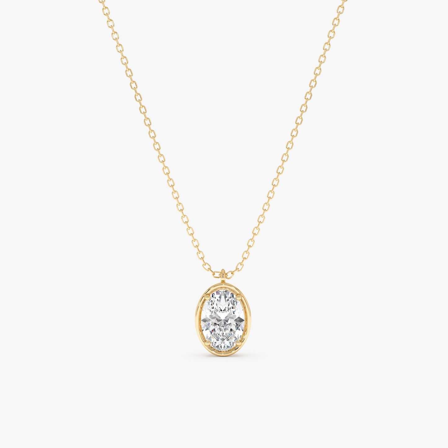 1.0 CT Round Bezel Solitaire Lab Grown Diamond Necklace