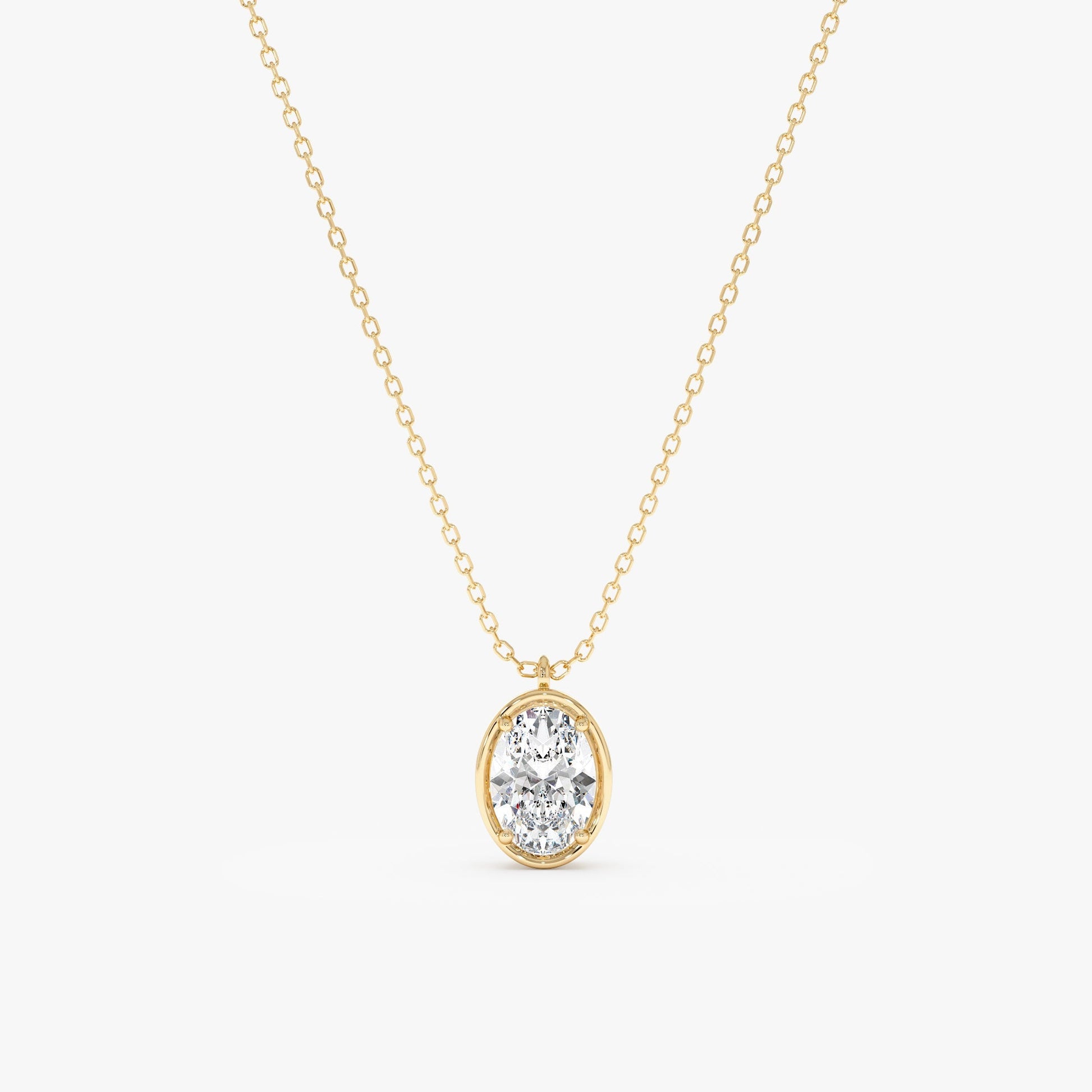 1.0 CT Round Bezel Solitaire Lab Grown Diamond Necklace