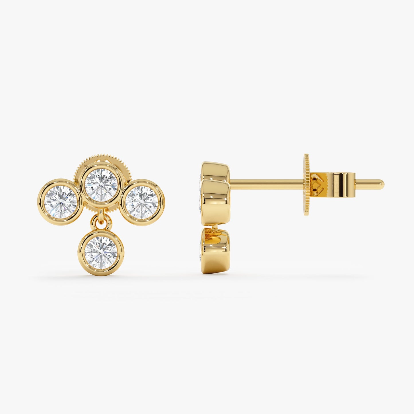 1.0 CT Round Bezel Solitaire Lab Grown Diamond Earrings