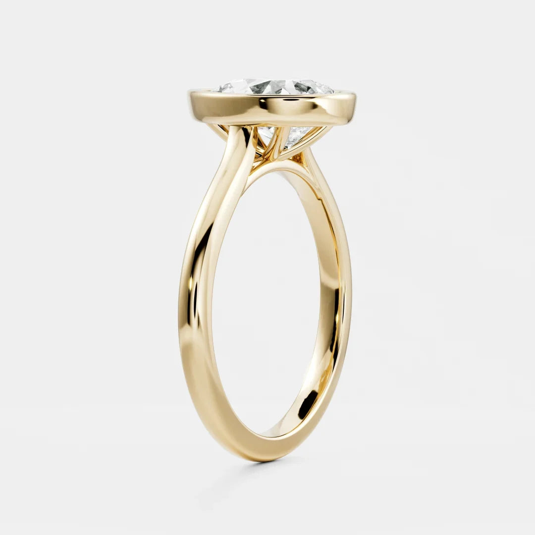 Pear Bezel Solitaire Lab Grown Diamond Engagement Ring