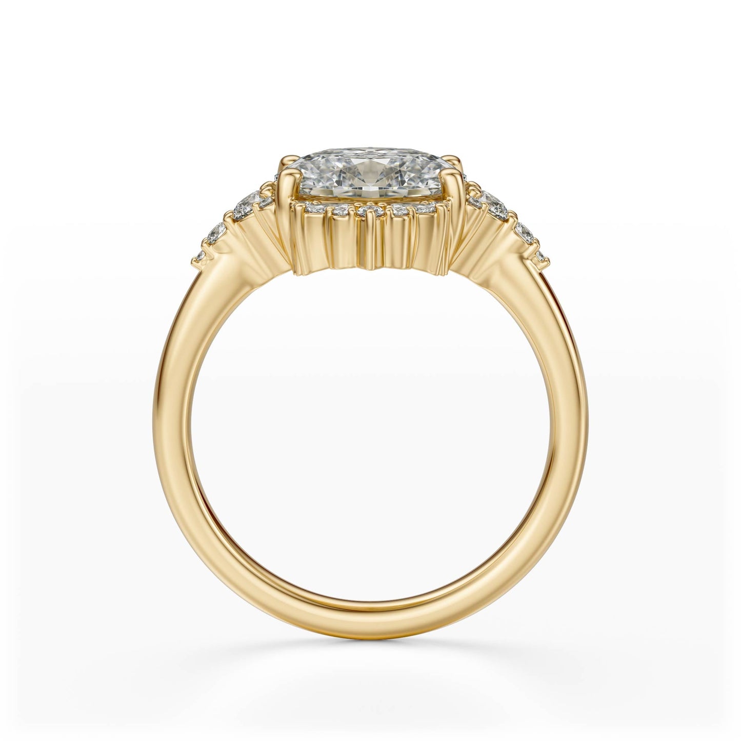 Marquise Shaped Three Stone Lab Grown Diamond Engagement Ring