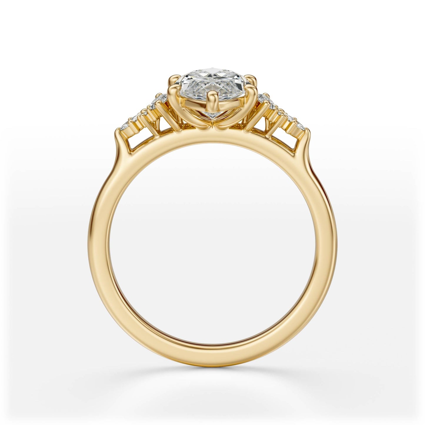 Marquise Shaped Three Stone Lab Grown Diamond Engagement Ring