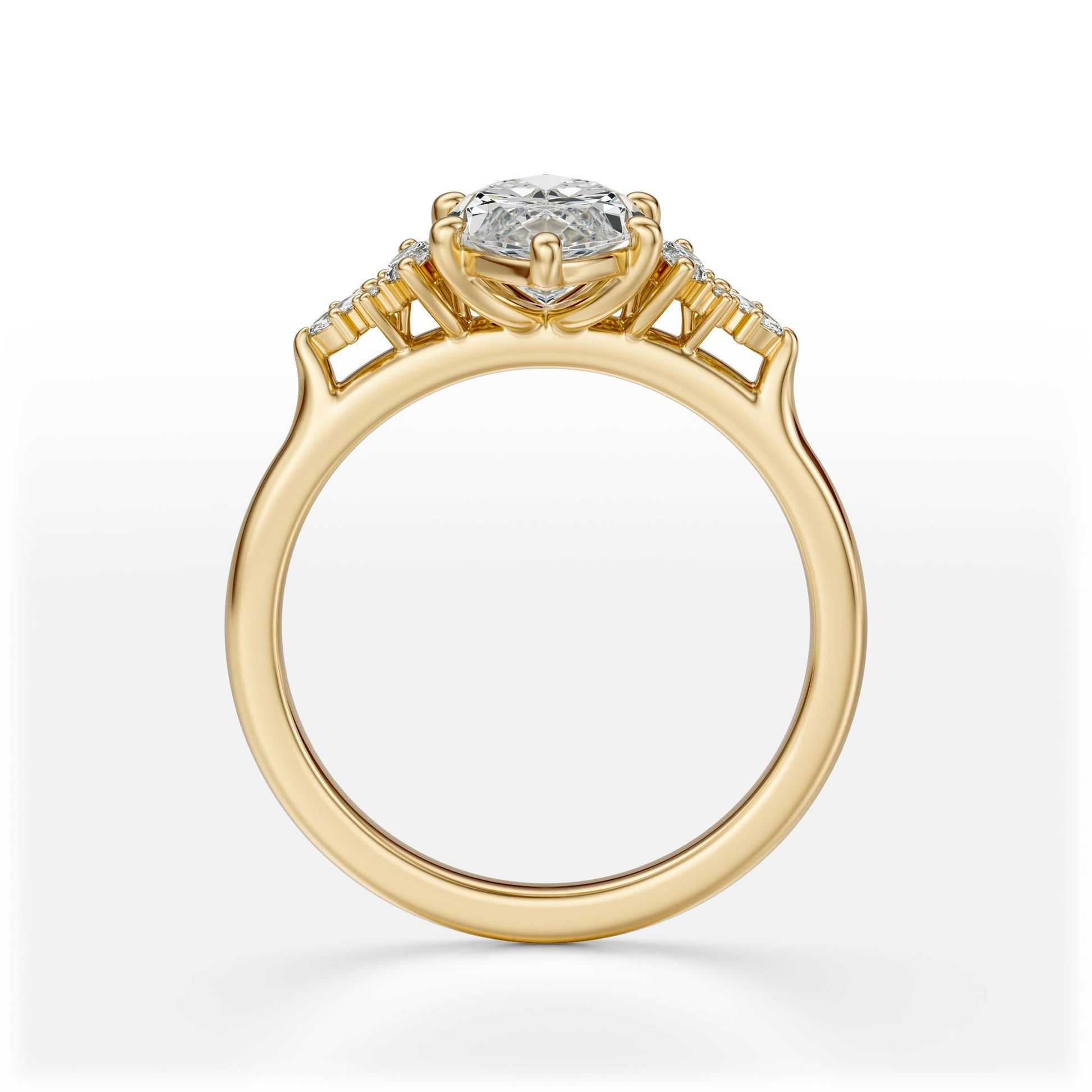 Marquise Shaped Three Stone Lab Grown Diamond Engagement Ring