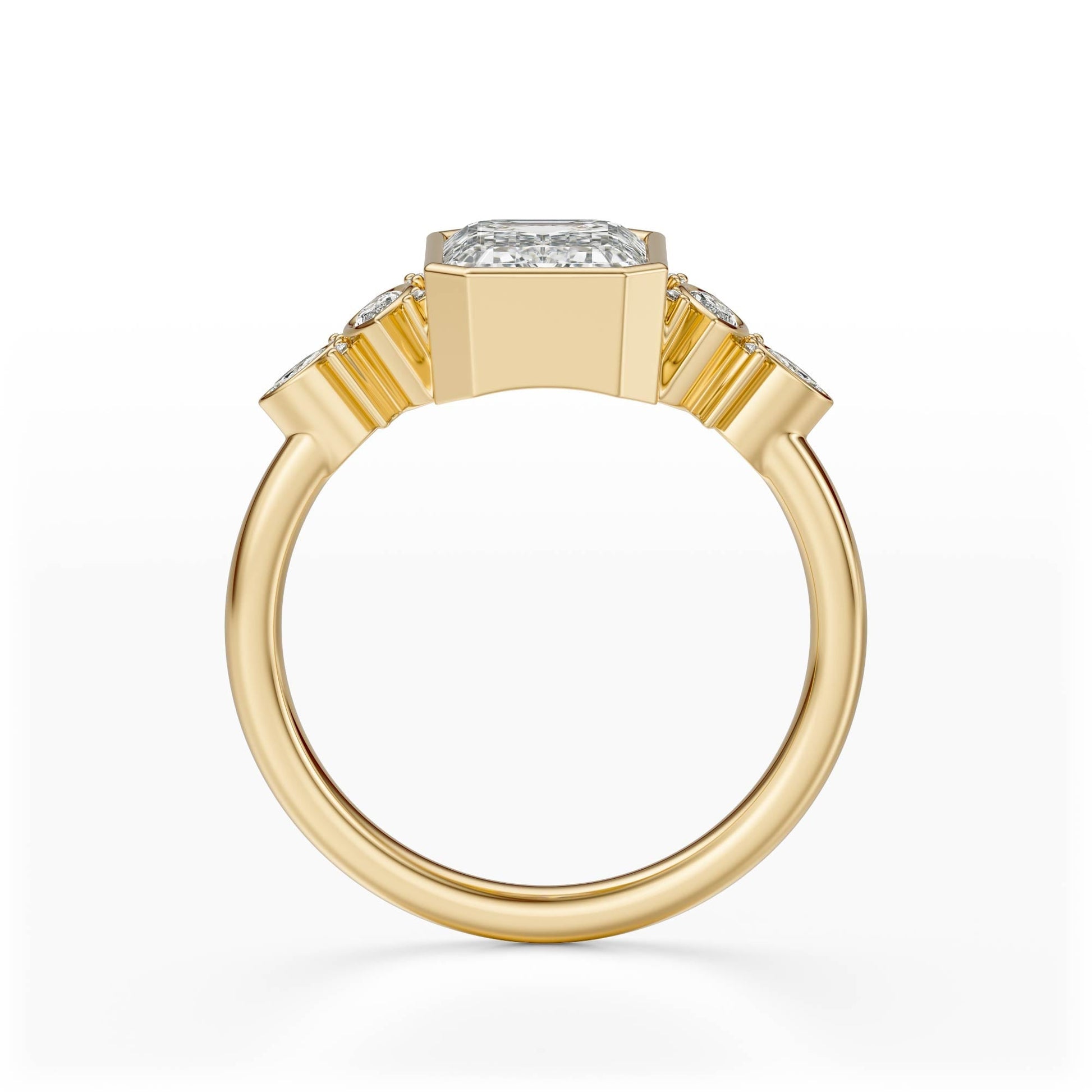 Marquise Shaped Three Stone Lab Grown Diamond Engagement Ring