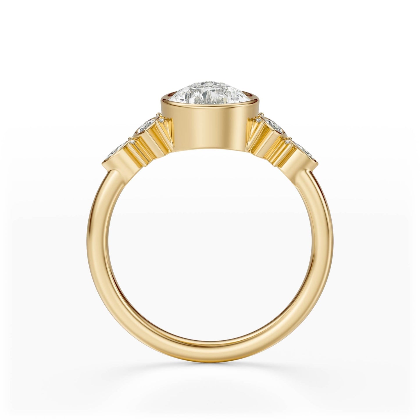 Marquise Shaped Three Stone Lab Grown Diamond Engagement Ring