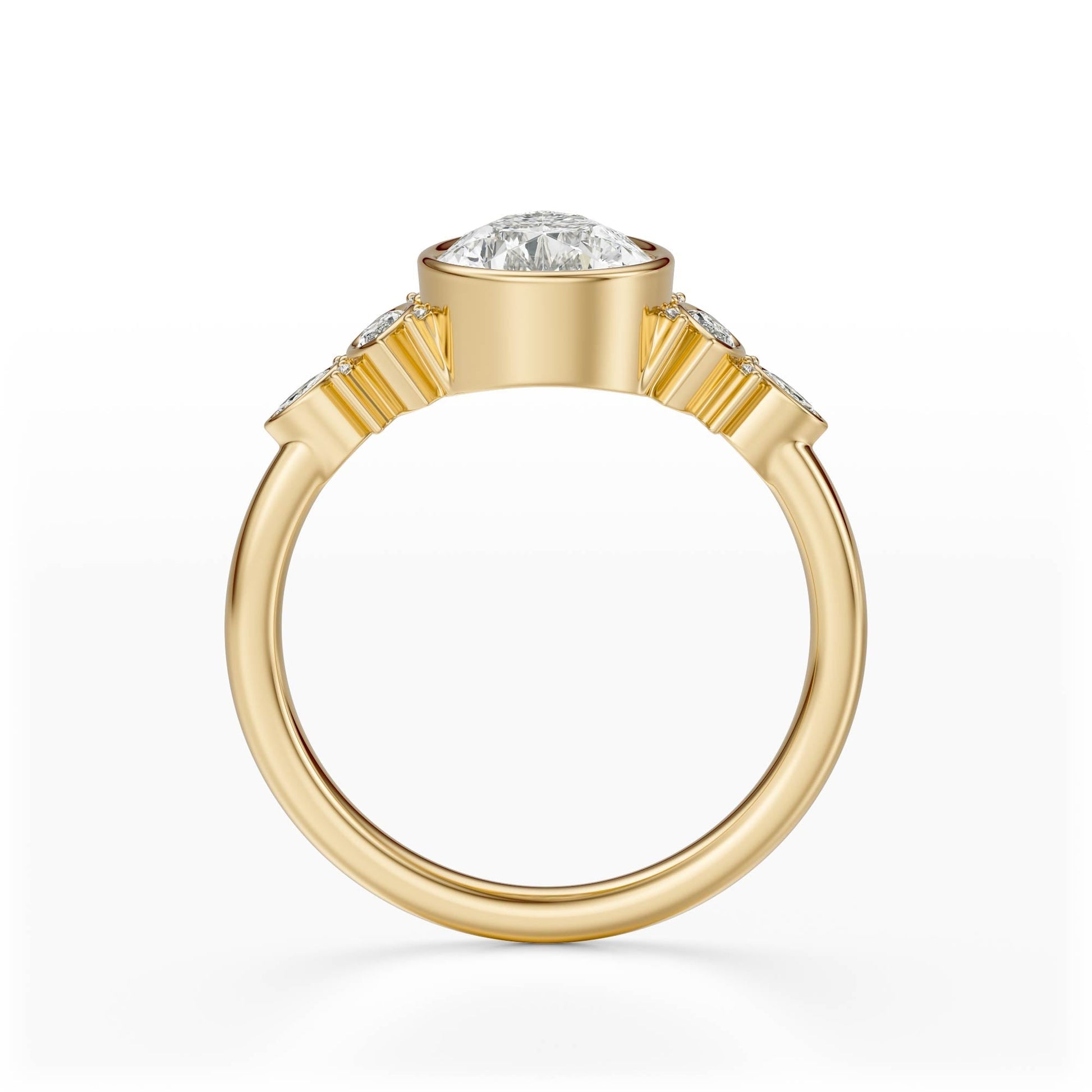 Marquise Shaped Three Stone Lab Grown Diamond Engagement Ring
