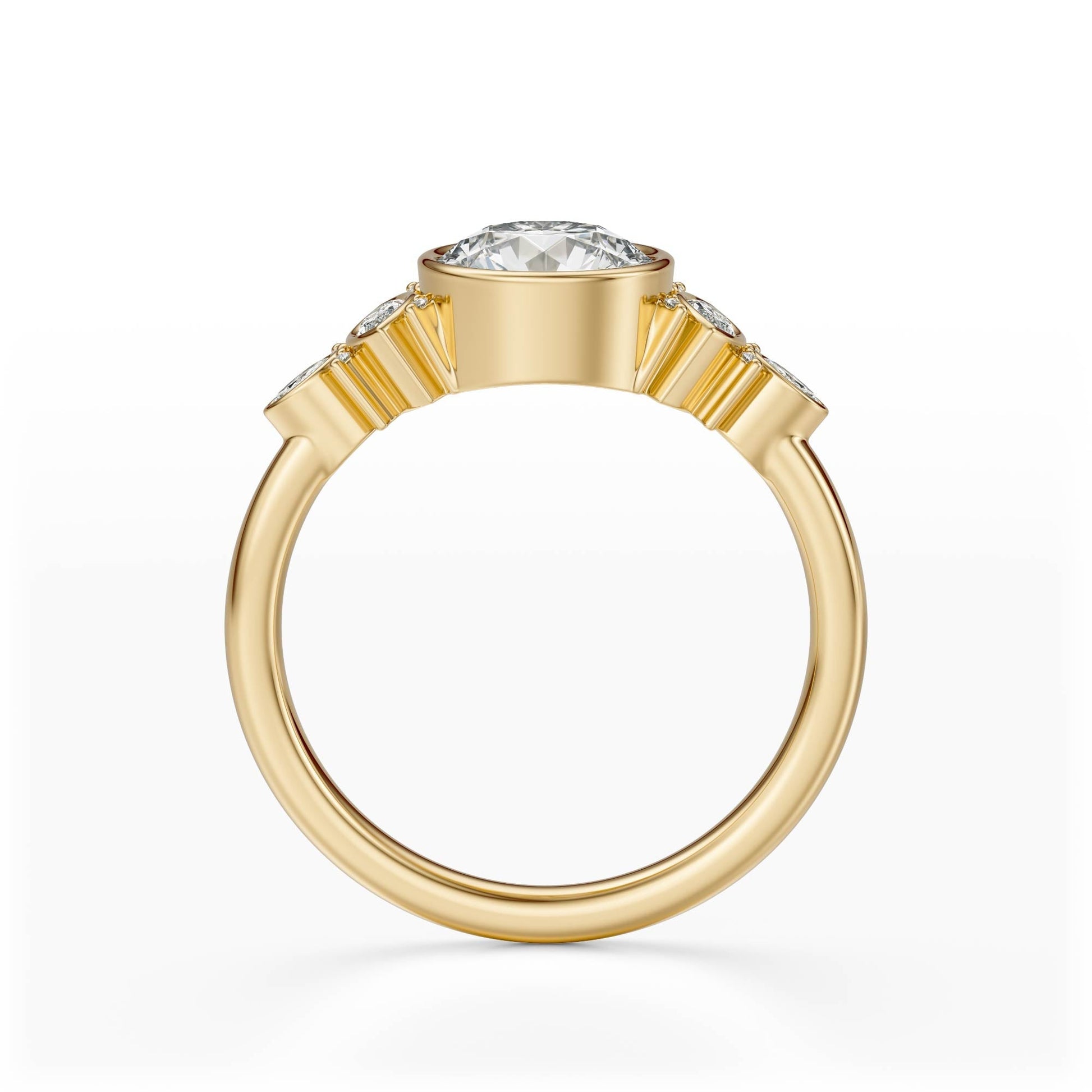 Marquise Shaped Three Stone Lab Grown Diamond Engagement Ring