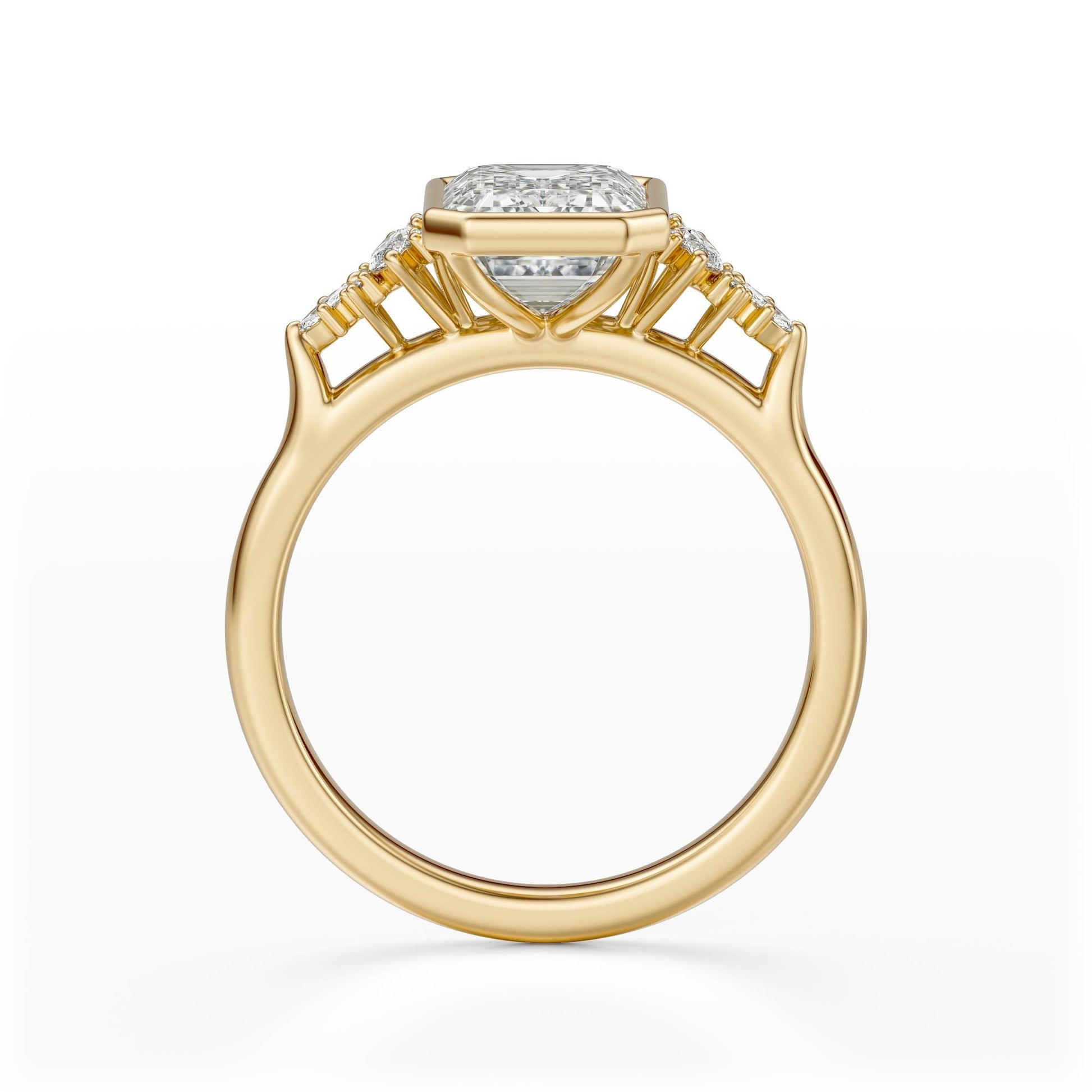 Marquise Shaped Three Stone Lab Grown Diamond Engagement Ring