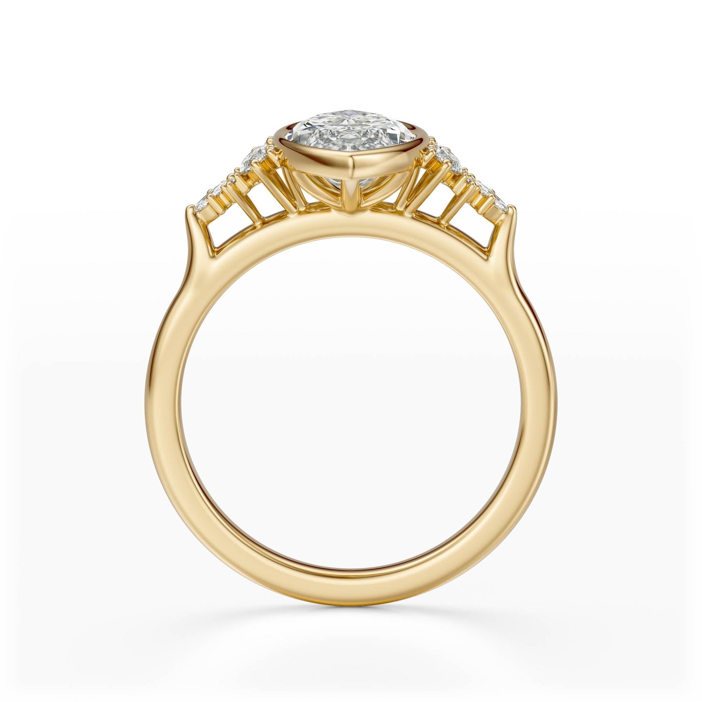 Marquise Shaped Three Stone Lab Grown Diamond Engagement Ring