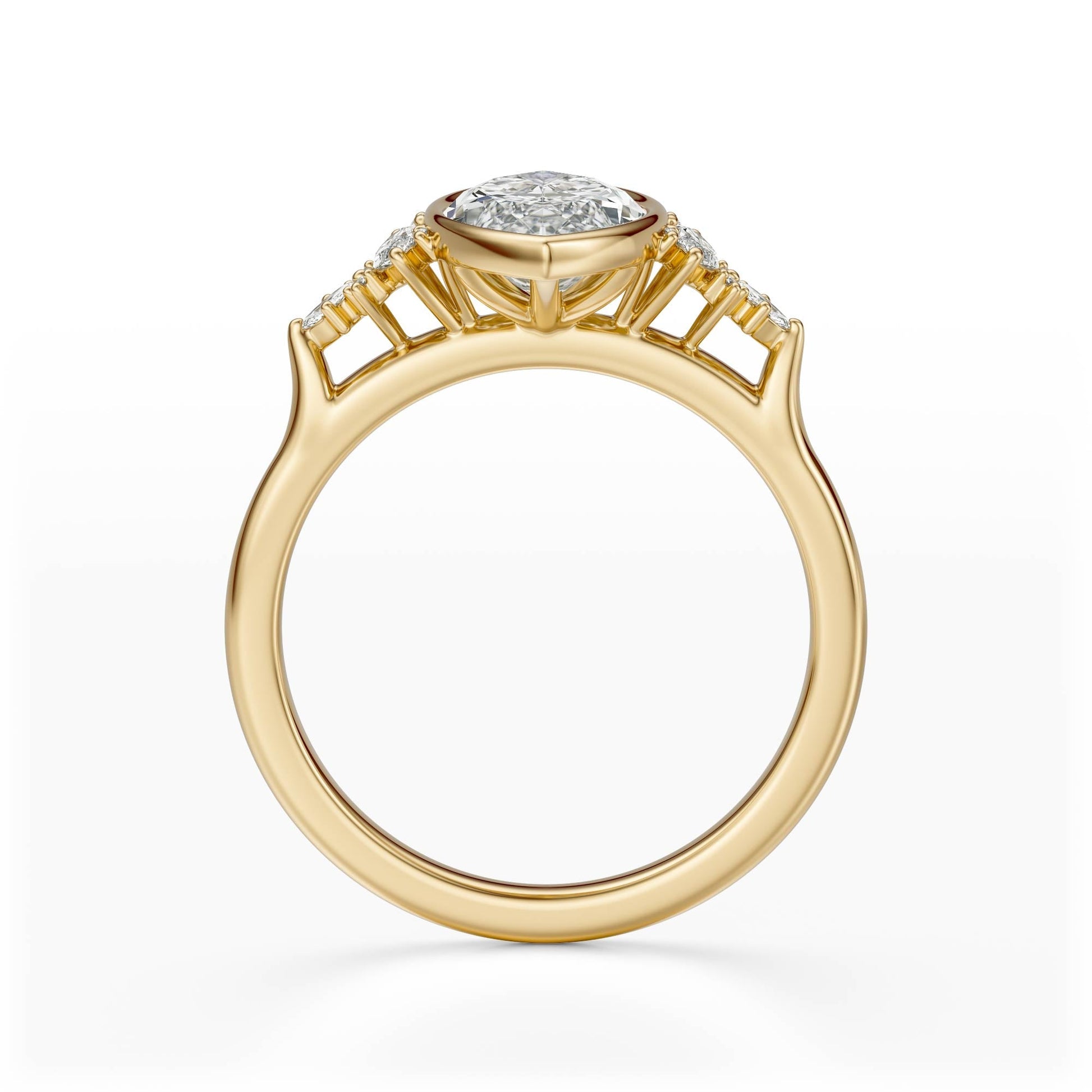 Marquise Shaped Three Stone Lab Grown Diamond Engagement Ring