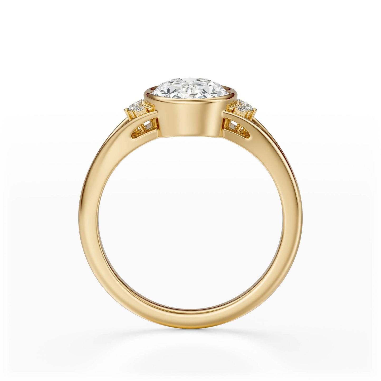 Marquise Shaped Three Stone Lab Grown Diamond Engagement Ring