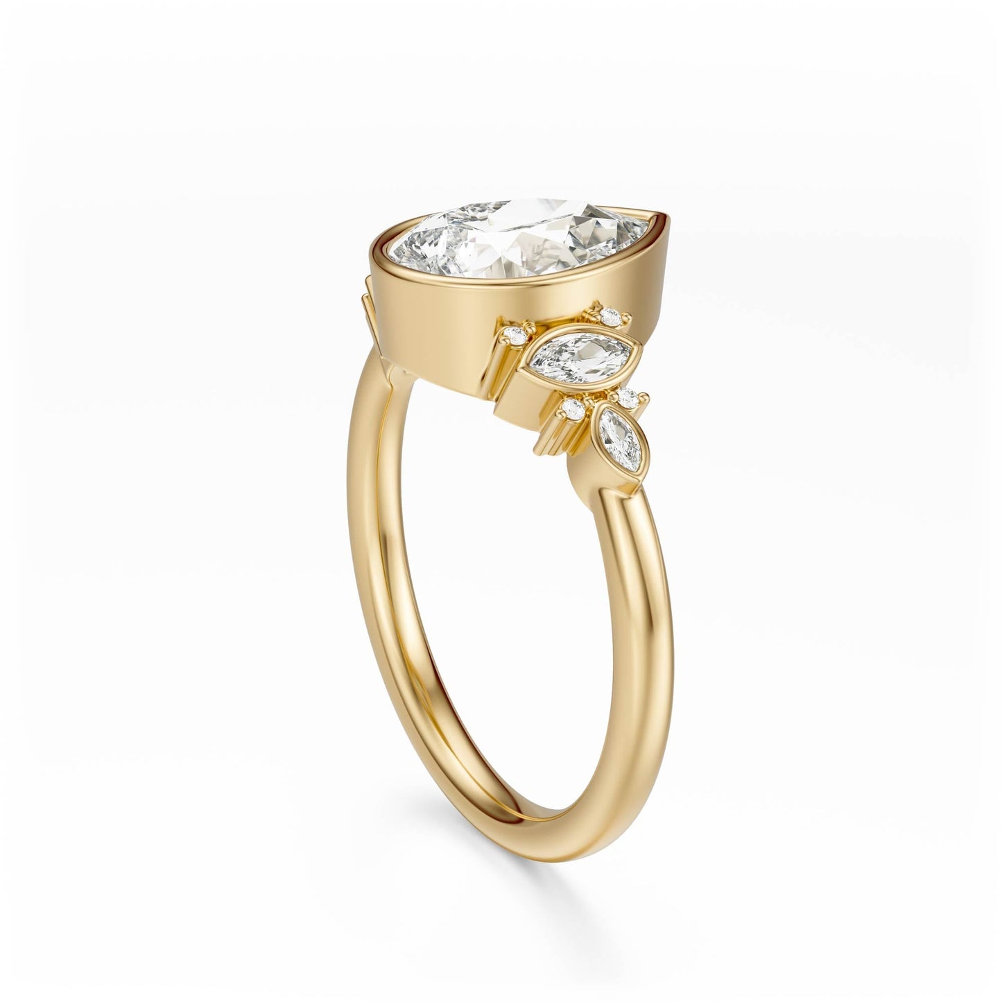 Marquise Shaped Three Stone Lab Grown Diamond Engagement Ring