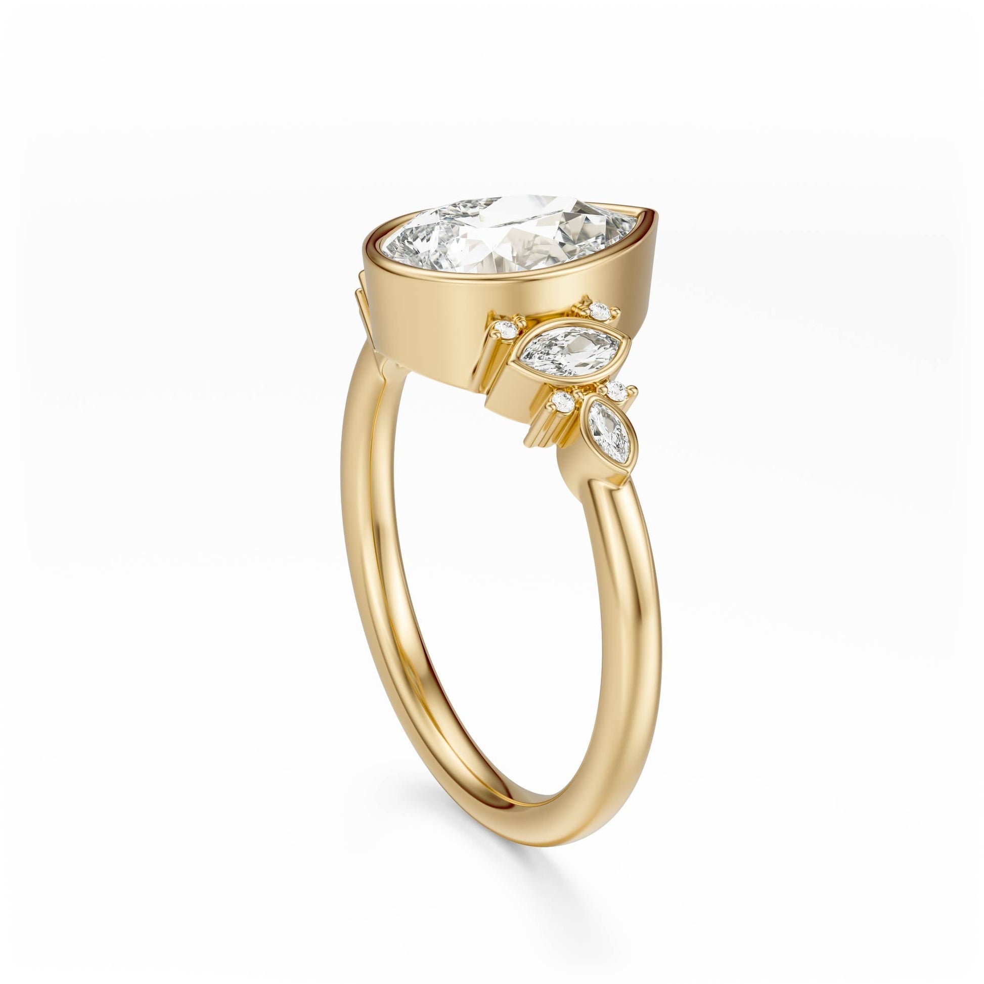 Marquise Shaped Three Stone Lab Grown Diamond Engagement Ring