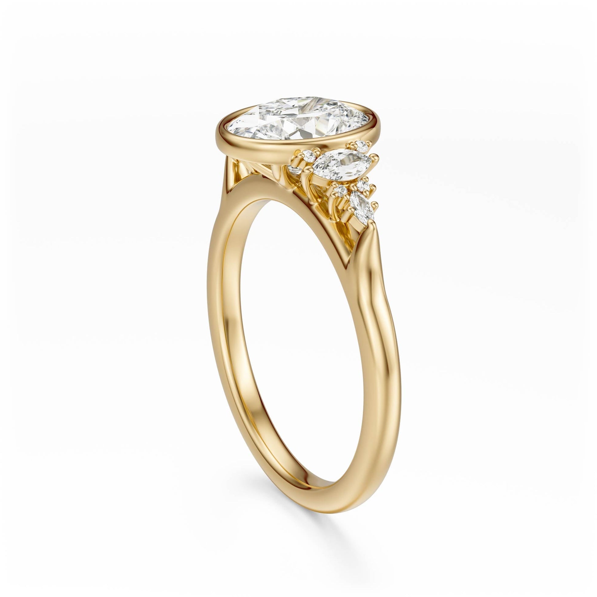 Marquise Shaped Three Stone Lab Grown Diamond Engagement Ring