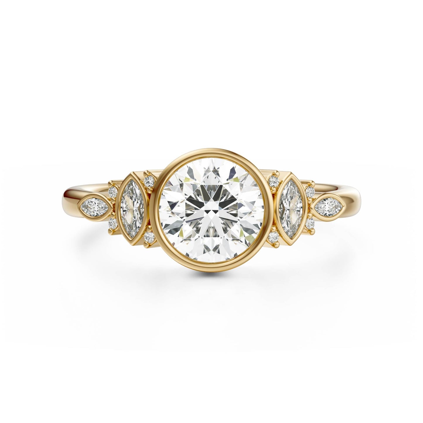 Marquise Shaped Three Stone Lab Grown Diamond Engagement Ring