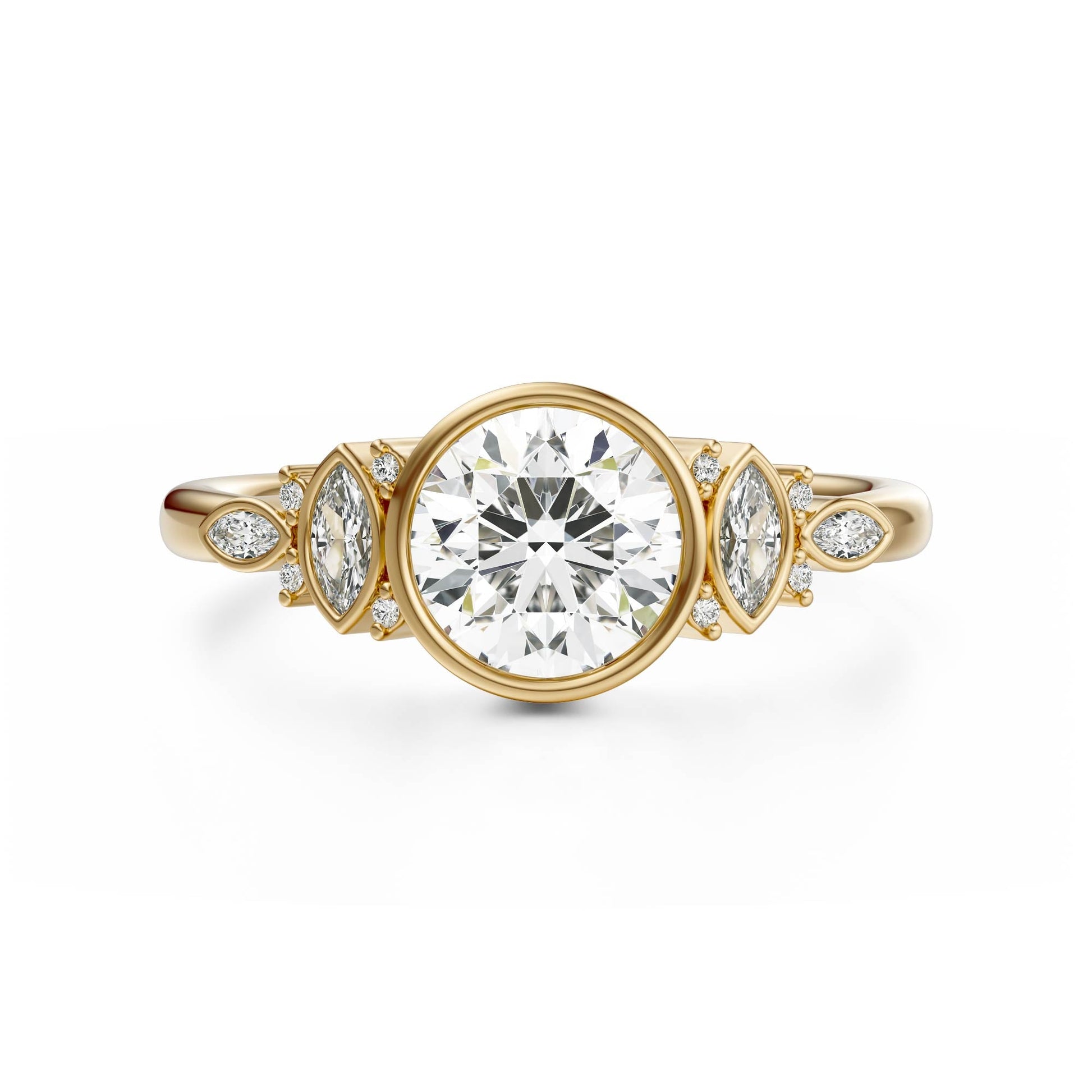Marquise Shaped Three Stone Lab Grown Diamond Engagement Ring