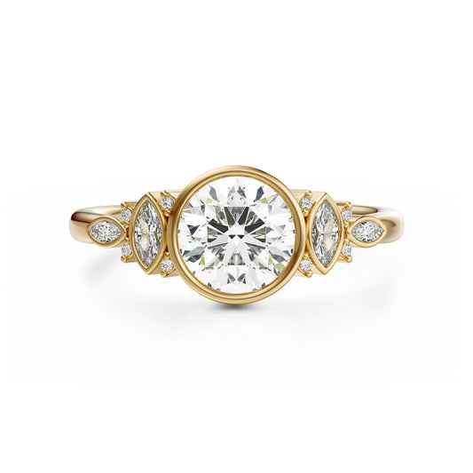 Marquise Shaped Three Stone Lab Grown Diamond Engagement Ring