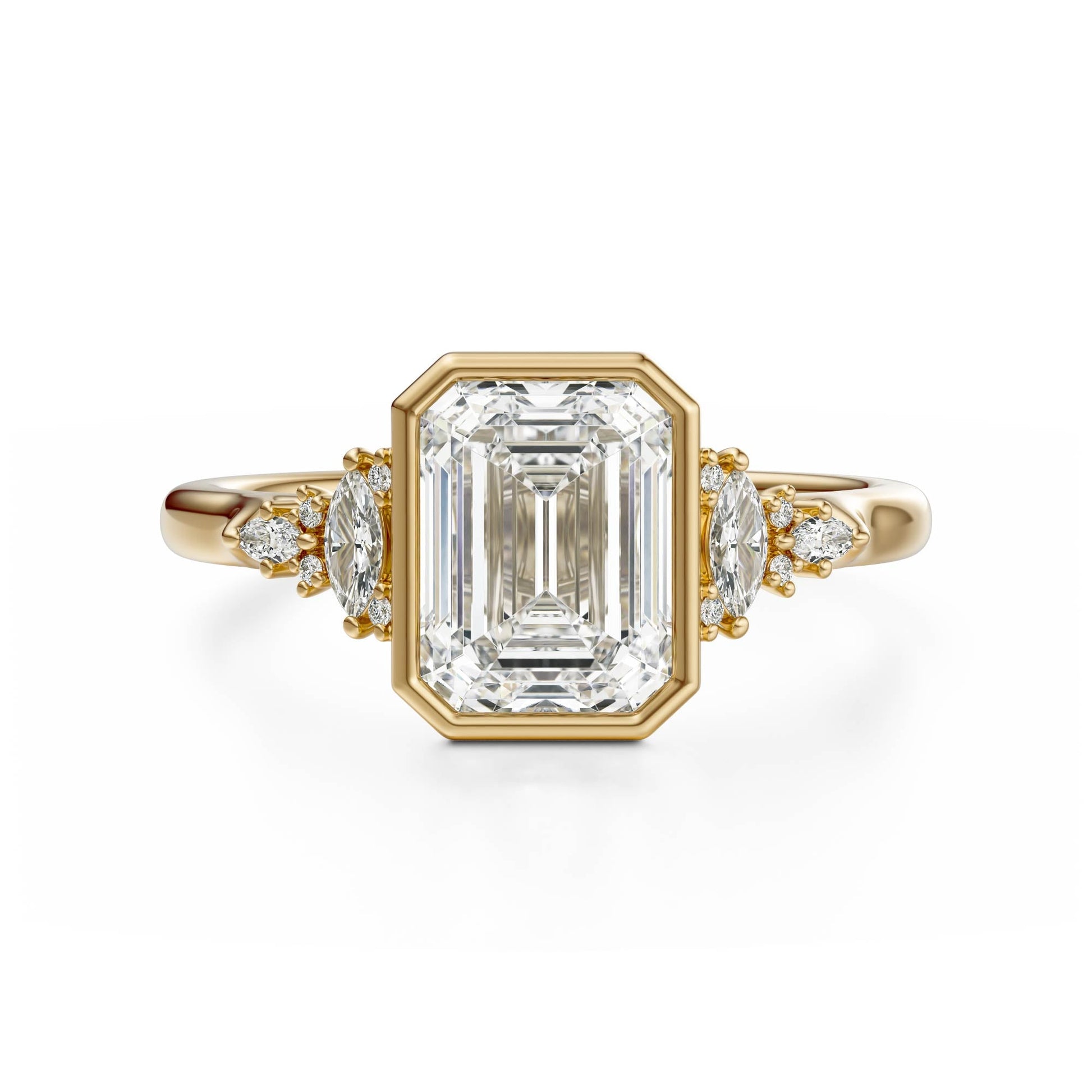 Marquise Shaped Three Stone Lab Grown Diamond Engagement Ring