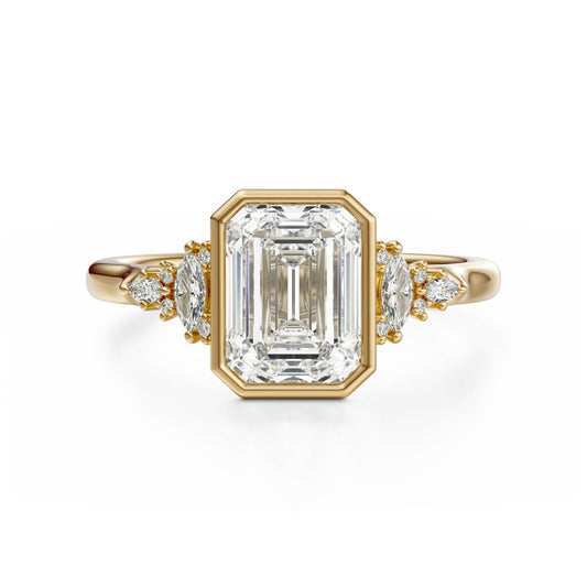 Marquise Shaped Three Stone Lab Grown Diamond Engagement Ring