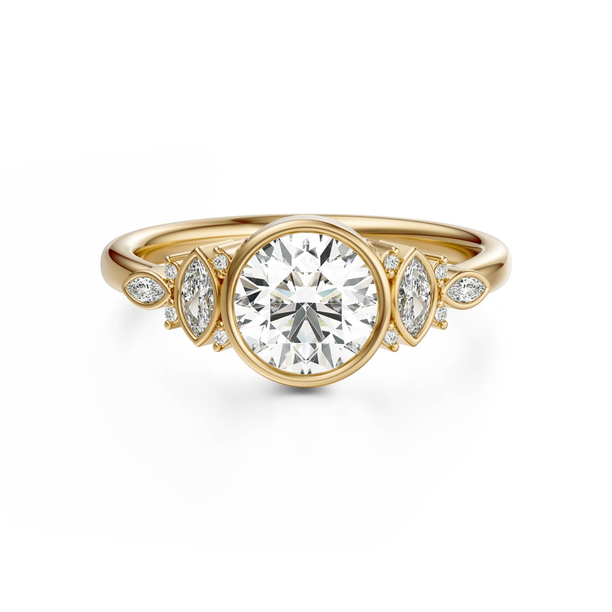 Marquise Shaped Three Stone Lab Grown Diamond Engagement Ring