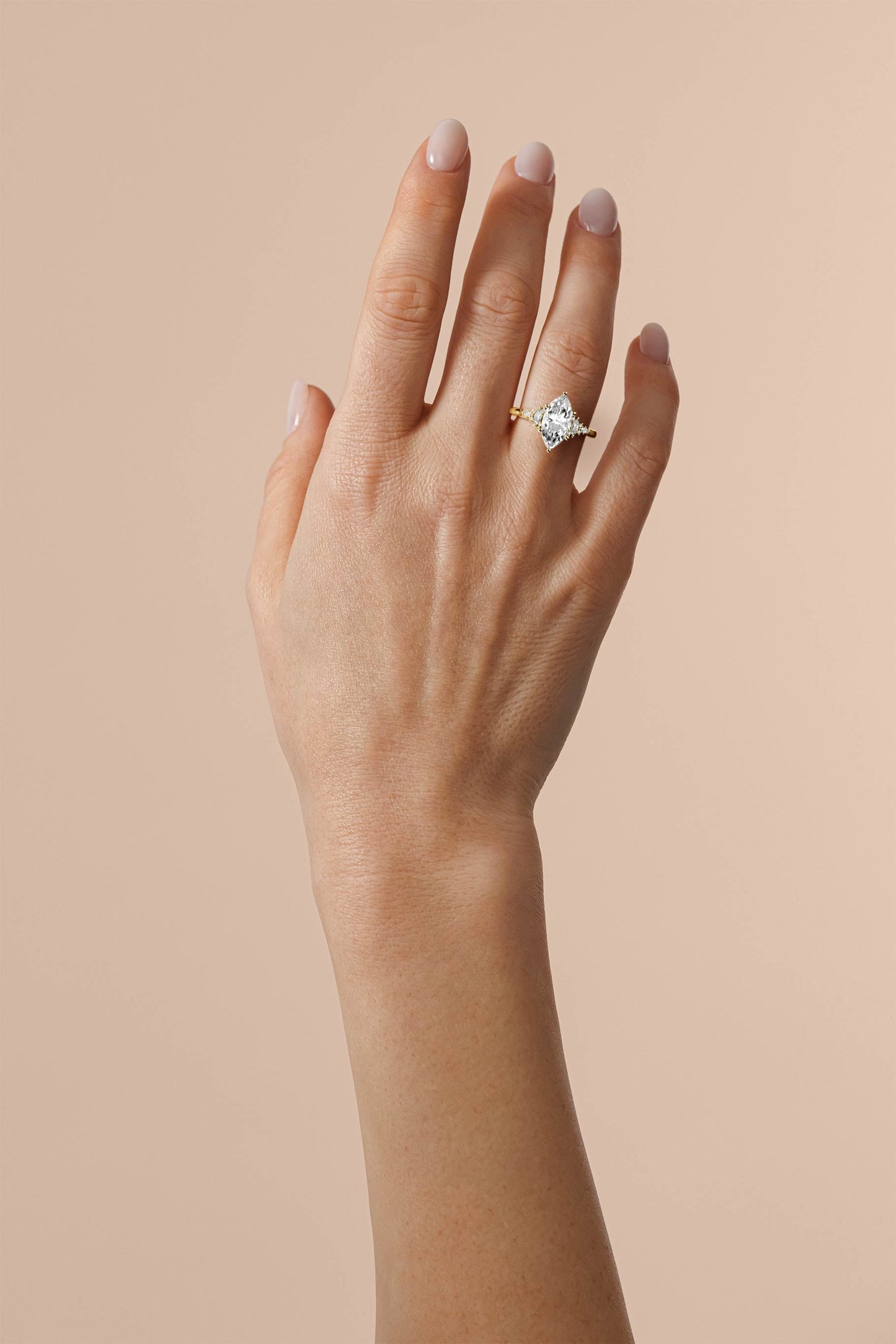 Marquise Shaped Three Stone Lab Grown Diamond Engagement Ring