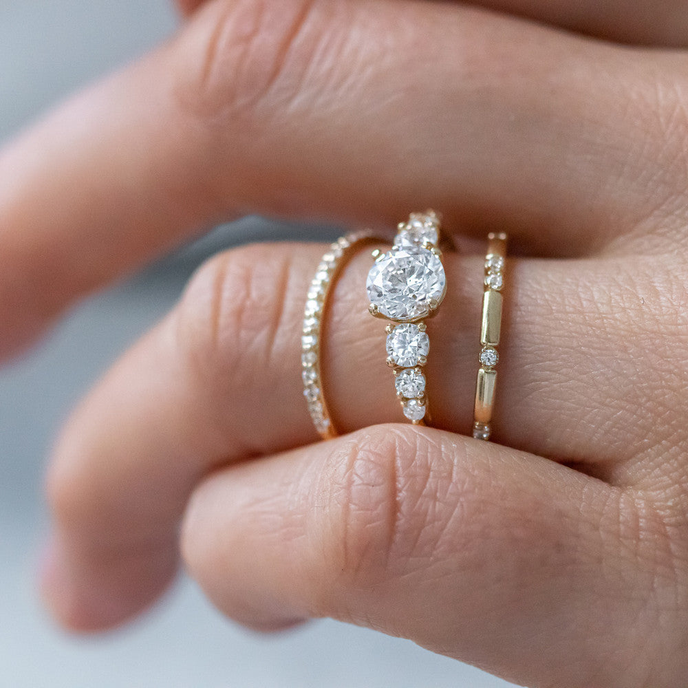 2 CT Round Three Stones Lab Grown Diamond Engagement Ring