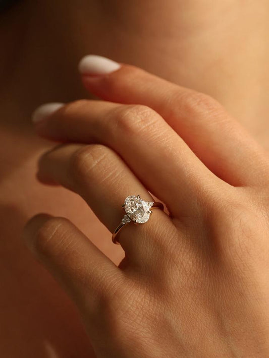 Marquise Cut Cluster Styled Lab Grown Diamond Engagement Ring