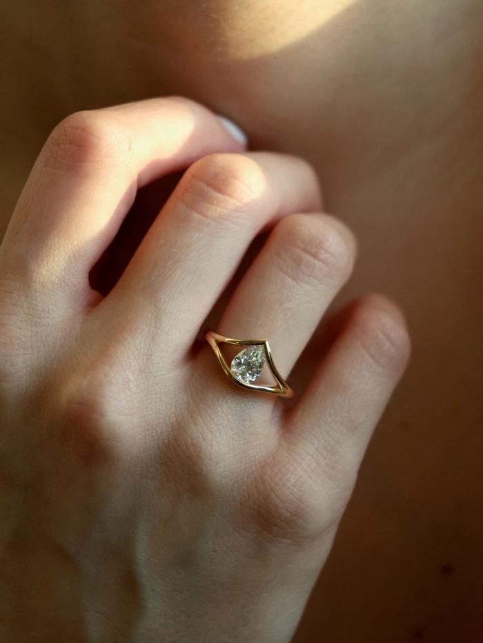 1 CT Pear Cut Split Shank Solitaire Styled Lab Grown Diamond Engagemen ...