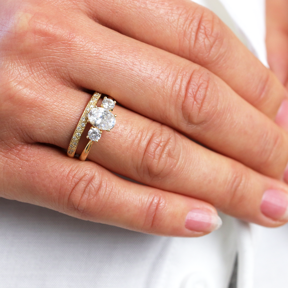 2 CT Round Three Stones Lab Grown Diamond Engagement Ring